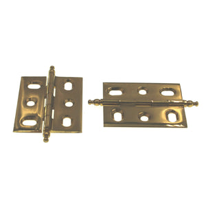 Pair Polished Brass Non-Mortise, Full Inset Butt Hinges Partial Wrap A