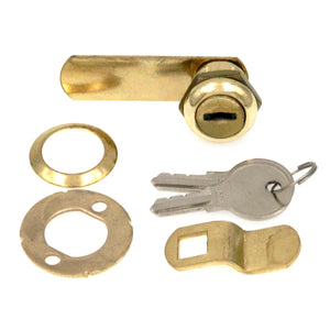 Cabinet Lock - Brass Finish Diamond-back Lock Fits Wooden Door/Drawer up to  1 Inch Thick