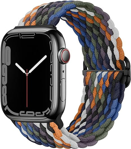 the Braided Solo Loop Apple Watch band. Its stretchable recycled yarn and silicone thread composition provide a unique blend of elegance, comfort, and breathability, catering to those who value both style and functionality.