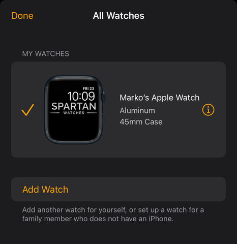 Find your Apple Watch size using the Watch app on your iPhone:  Open the Watch app. Tap on “All Watches” at the top left corner. You can then see the case size of your Apple Watch