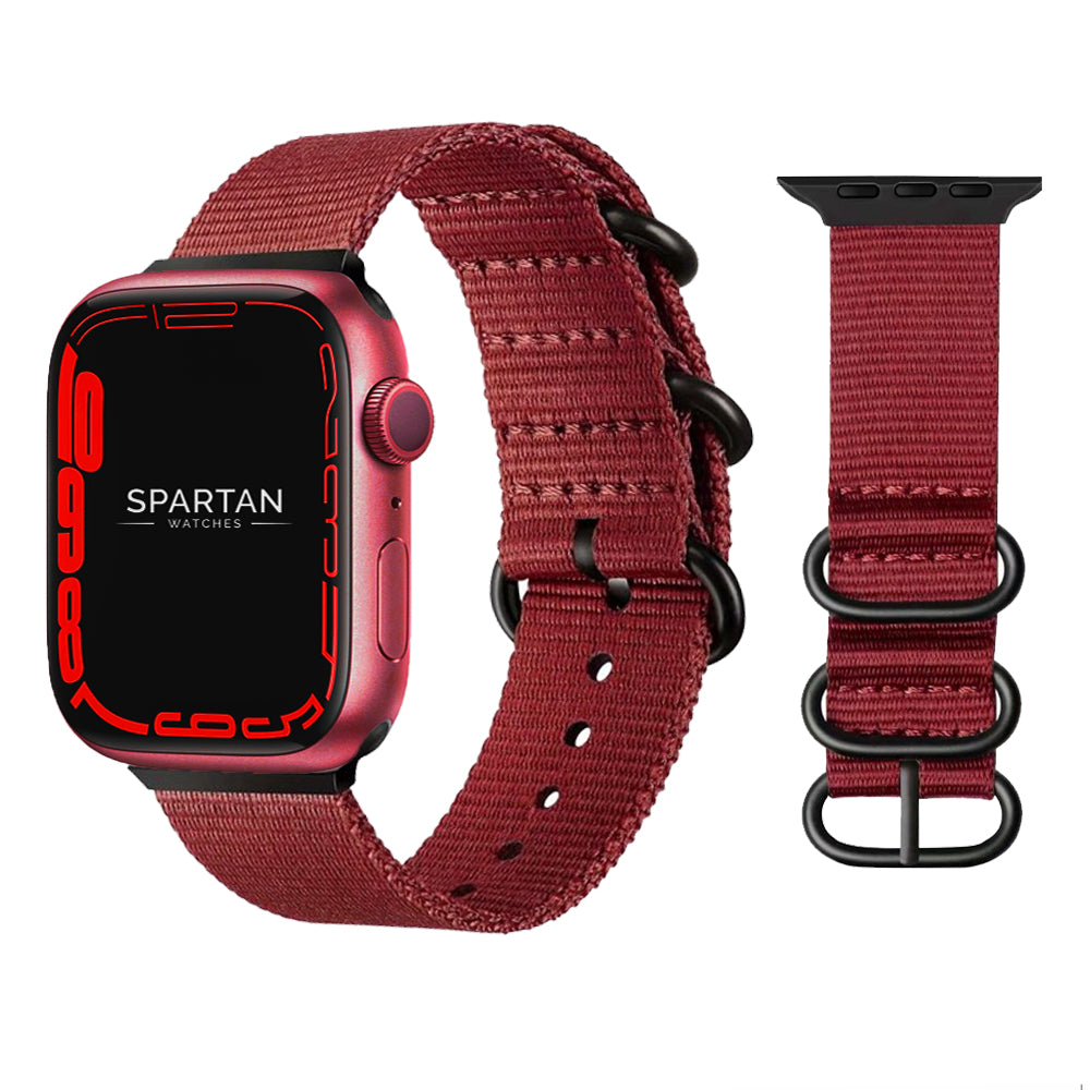 Apple Watch Canvas - Carmine Red/Silver Aluminum – Archer Watch Straps