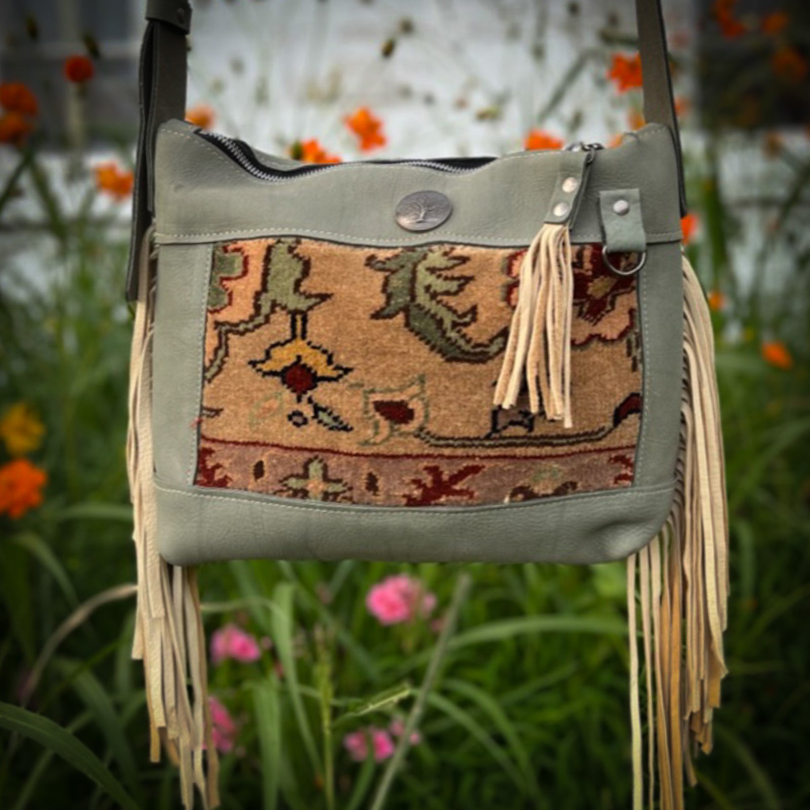 Whimsical Wilderness Watercolor Garden Husky Shoulder Bag Purse