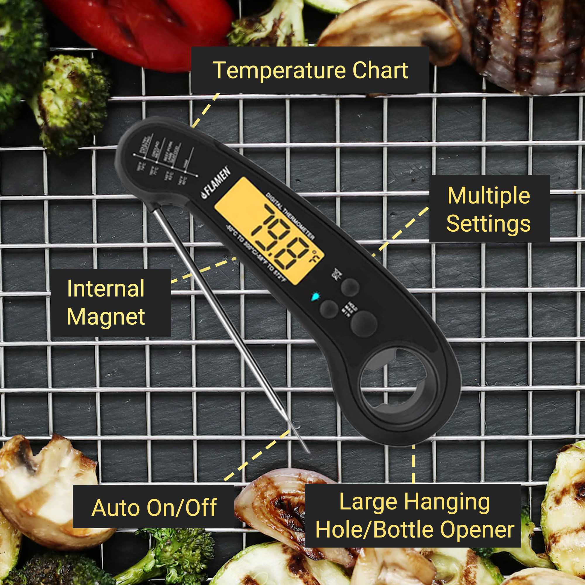 Flintronic Thermomètre Cuisine, avec Double Sonde & Fil Long LCD Thermomètre  Cuisson Électronique à Lecture Instantanée, pour la Cuisson dans Les  Cuisines, Barbecue, Liquide, Steak, Huile, Lait : : Cuisine et  Maison