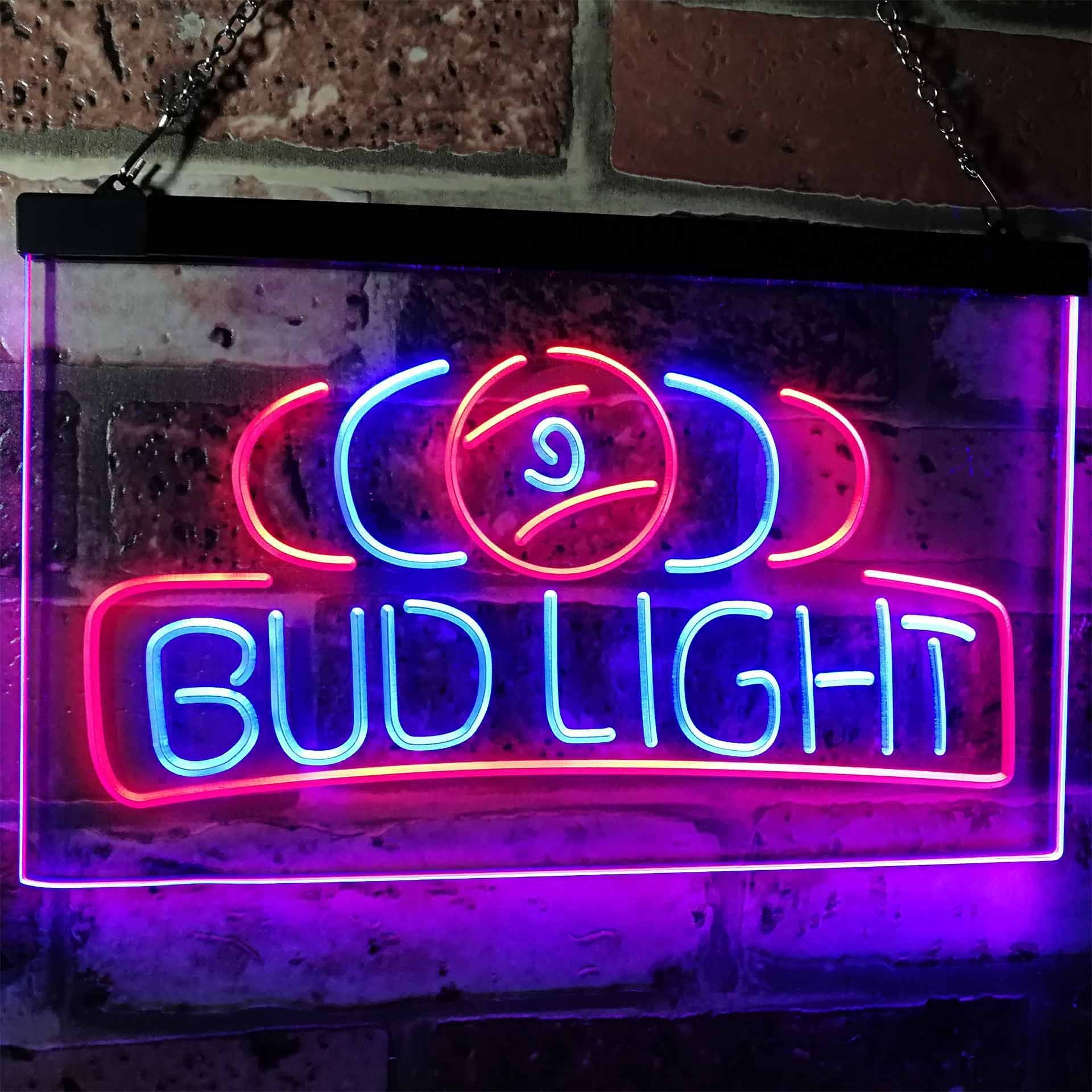 Bud Light Billiards Neon-Like LED Sign - Dual Color