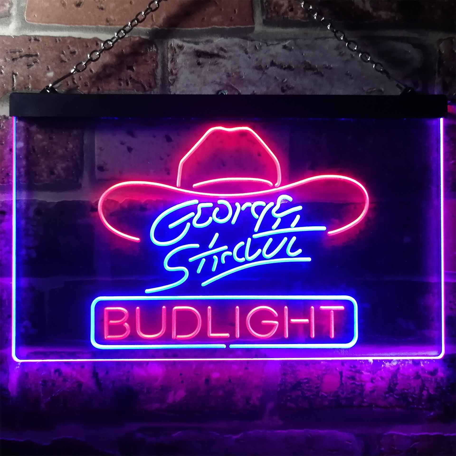 Bud Light George Strait Hat Neon-Like LED Sign - Dual