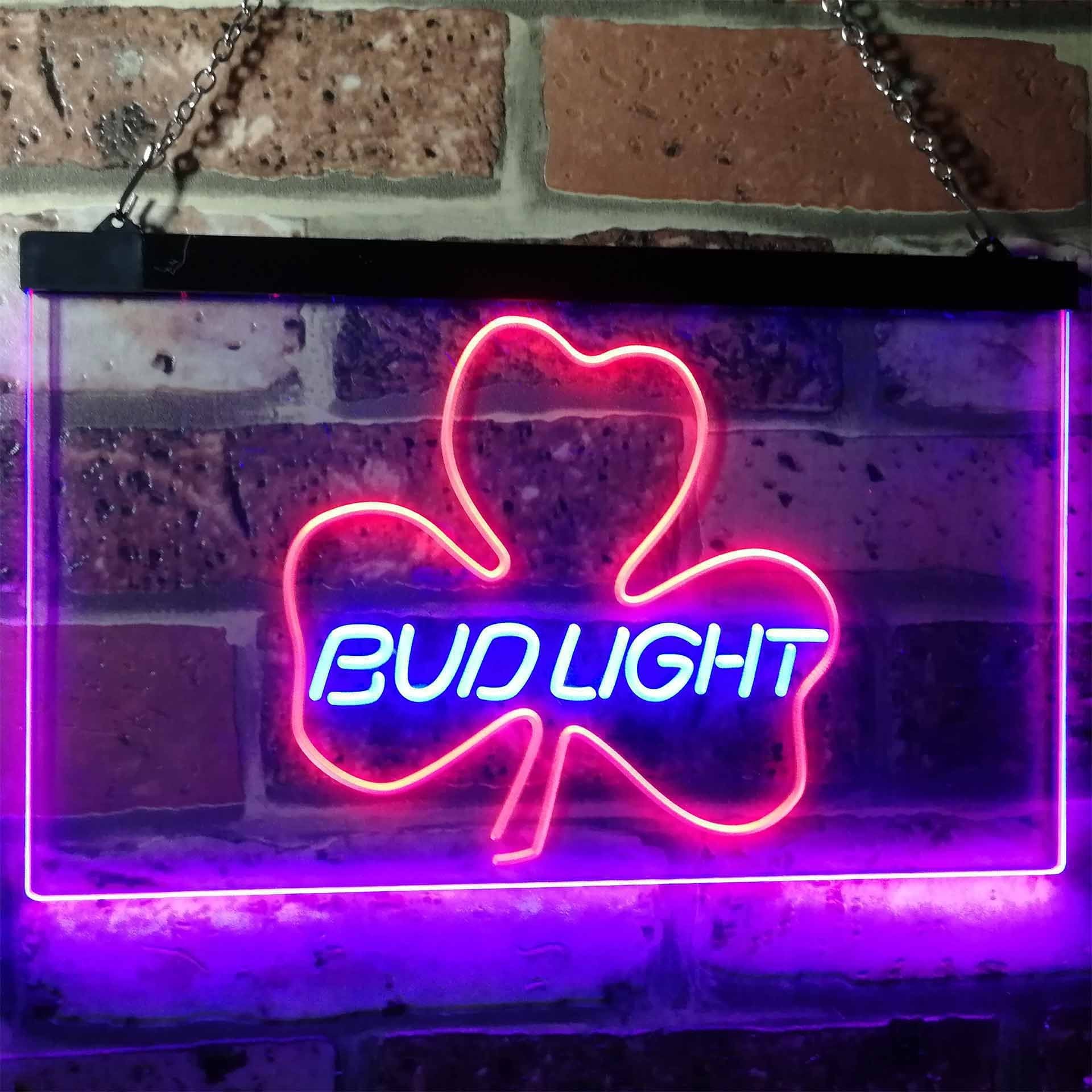 Bud Light Shamrock Neon-Like LED Sign-Dual Color