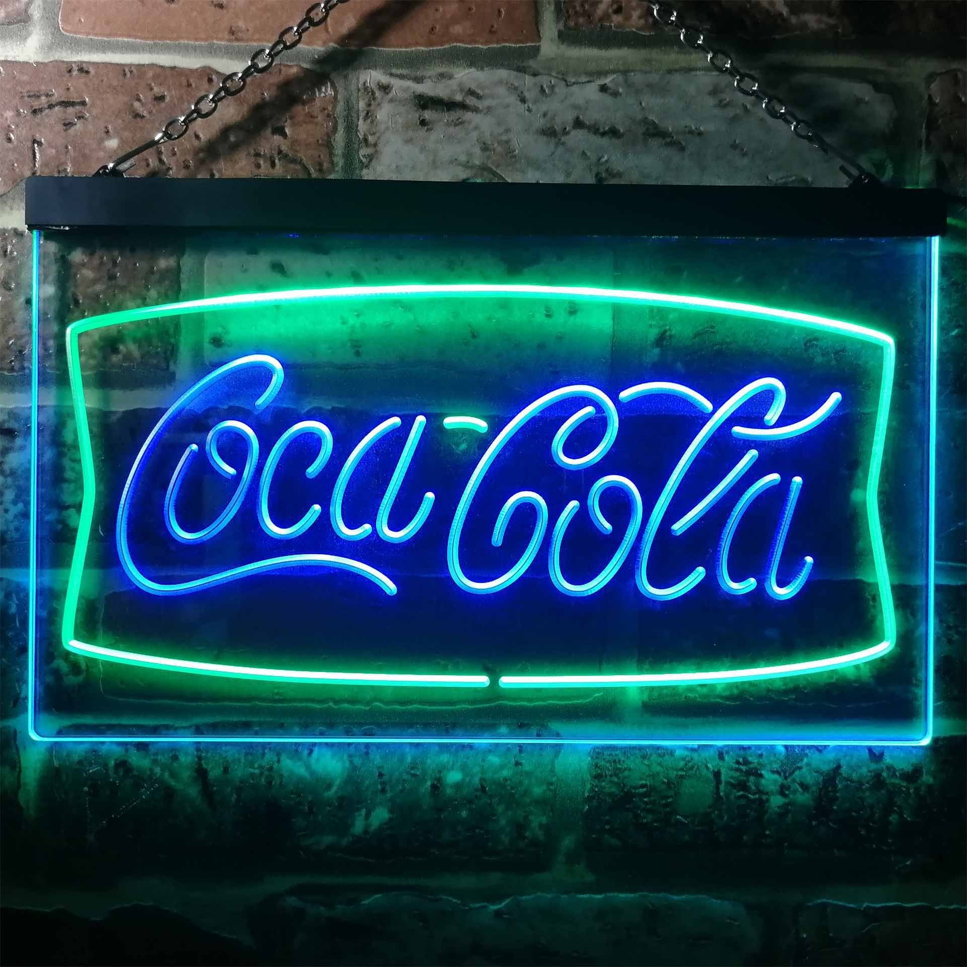 Coca Cola Banner  2 Neon Like LED  Sign  Dual Color SafeSpecial