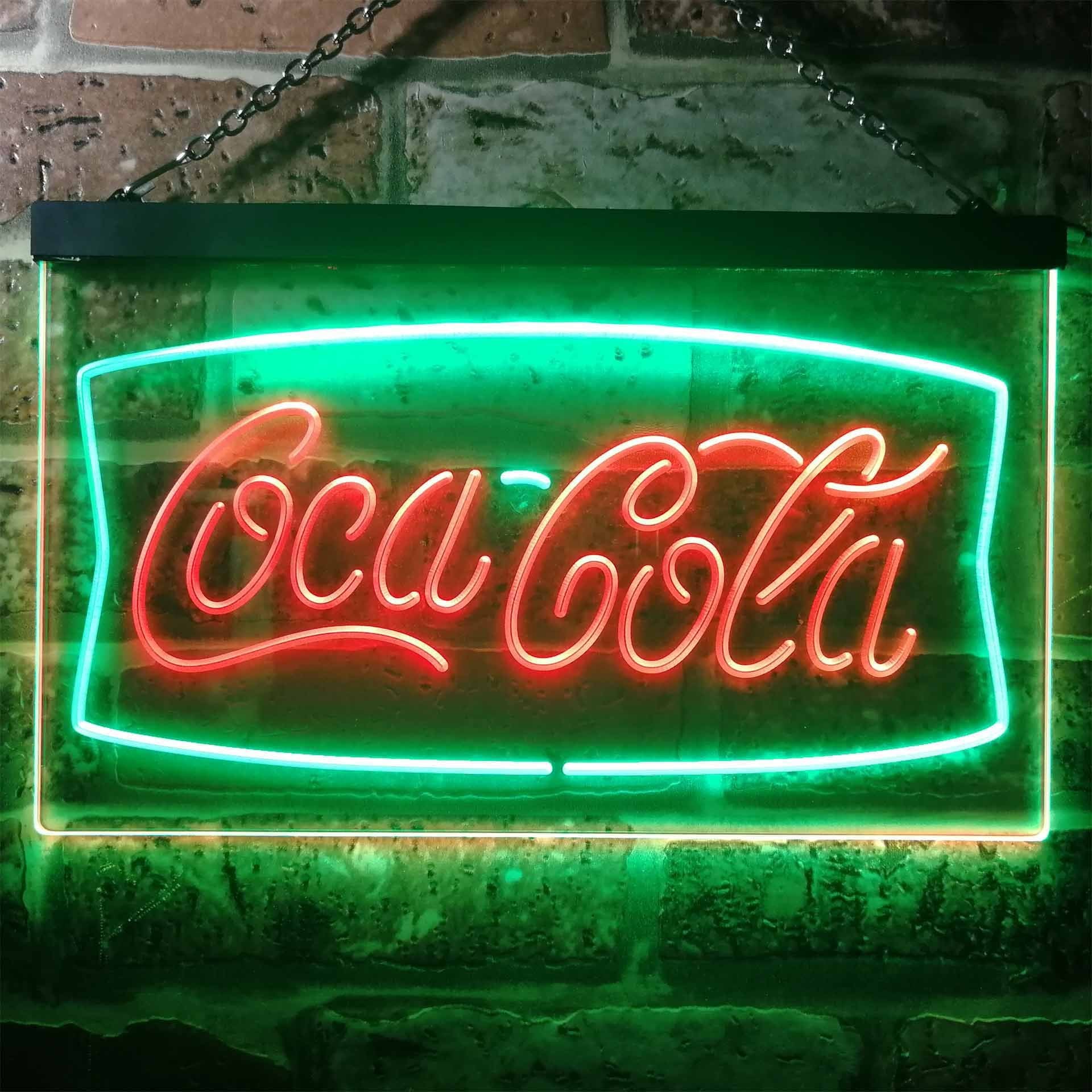 Coca Cola Banner  2 Neon Like LED  Sign  Dual Color SafeSpecial