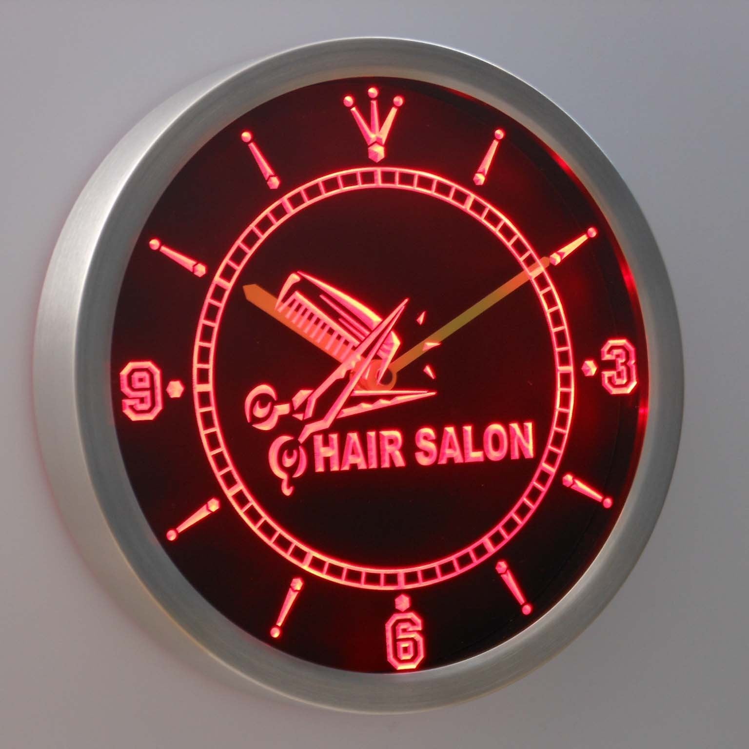 Hair salon LED Neon Wall Clock SafeSpecial