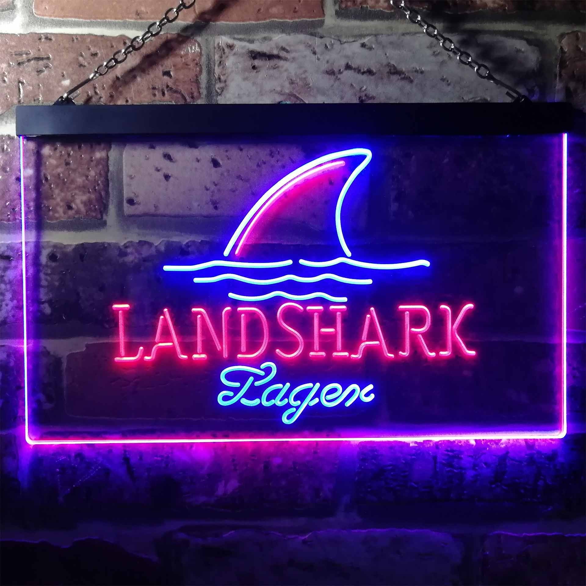 Landshark Lager - Sharkfin Neon-Like LED Sign - Dual Color