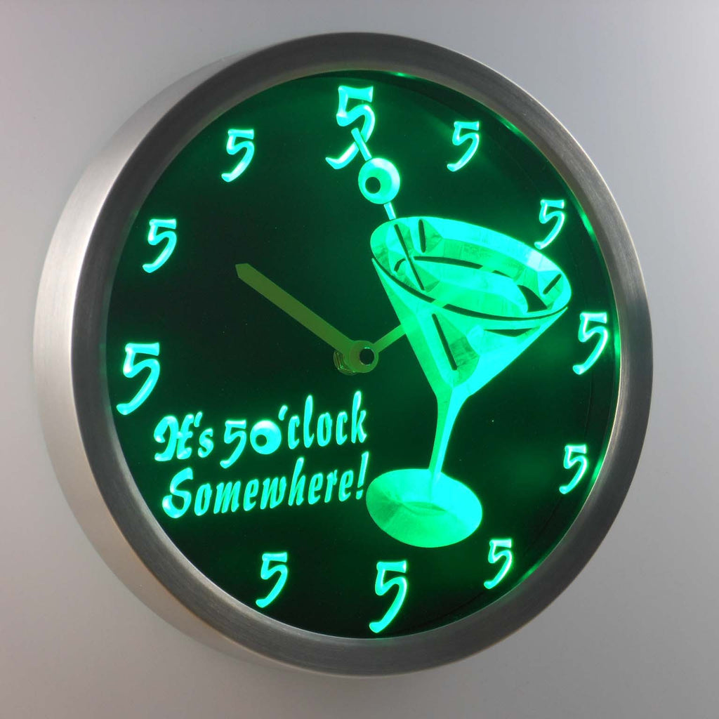 Martini Glass Its 5 Oclock Somewhere Led Neon Wall Clock Safespecial