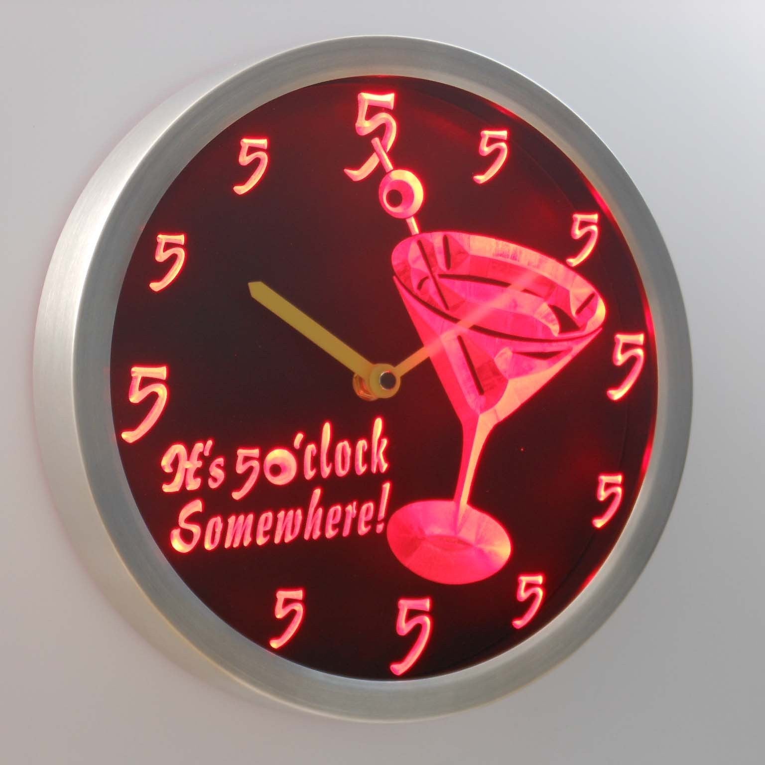 Martini Glass Its 5 Oclock Somewhere Led Neon Wall Clock Safespecial