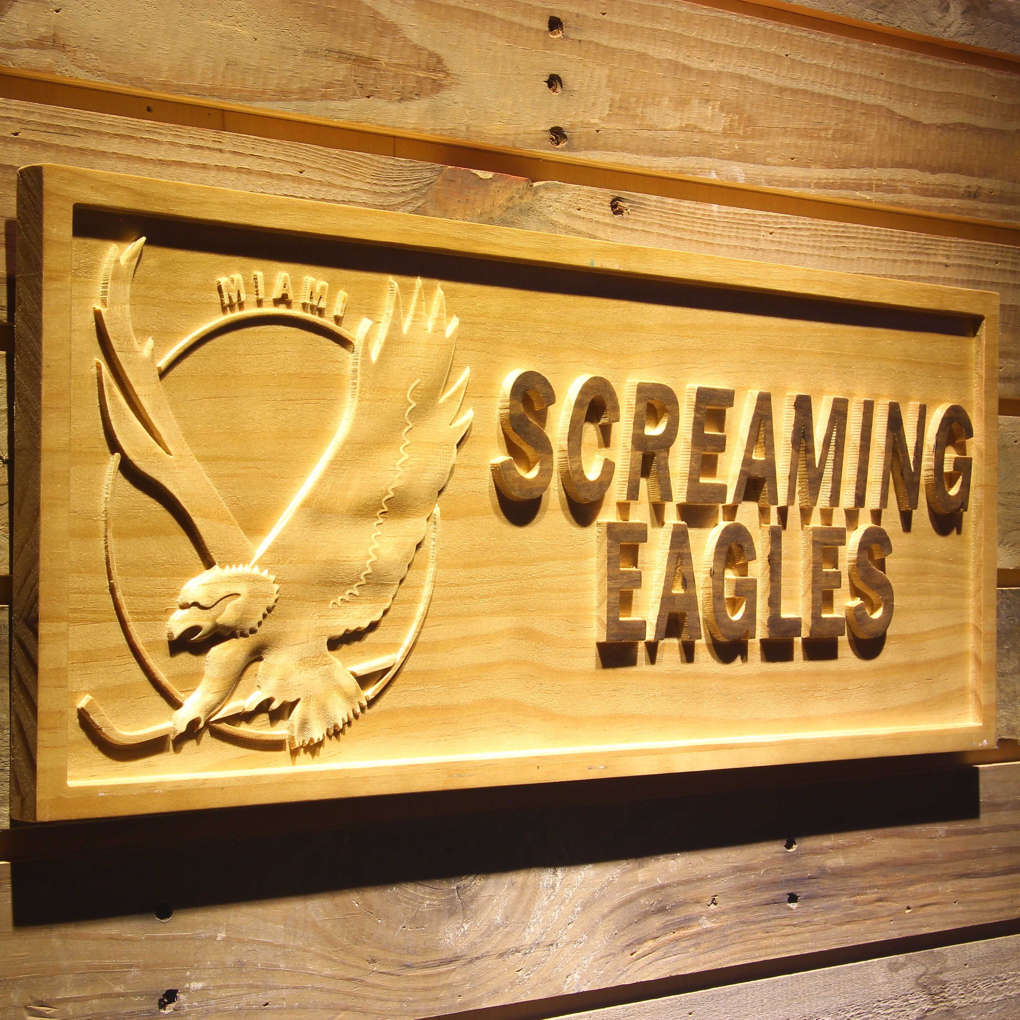 Miami Screaming Eagles Wooden Sign Legacy Edition SafeSpecial