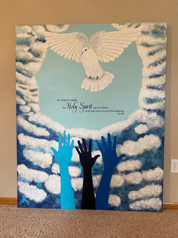 Our wall of fame winner for the month of Dec. used a favorite scripture bible verse decal on top of her own beautifully painted artwork to create a masterpiece. 