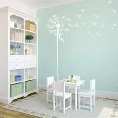 Large dandelion wall decal displayed beautifully on a child's playroom wall adds a sweet touch to home decor