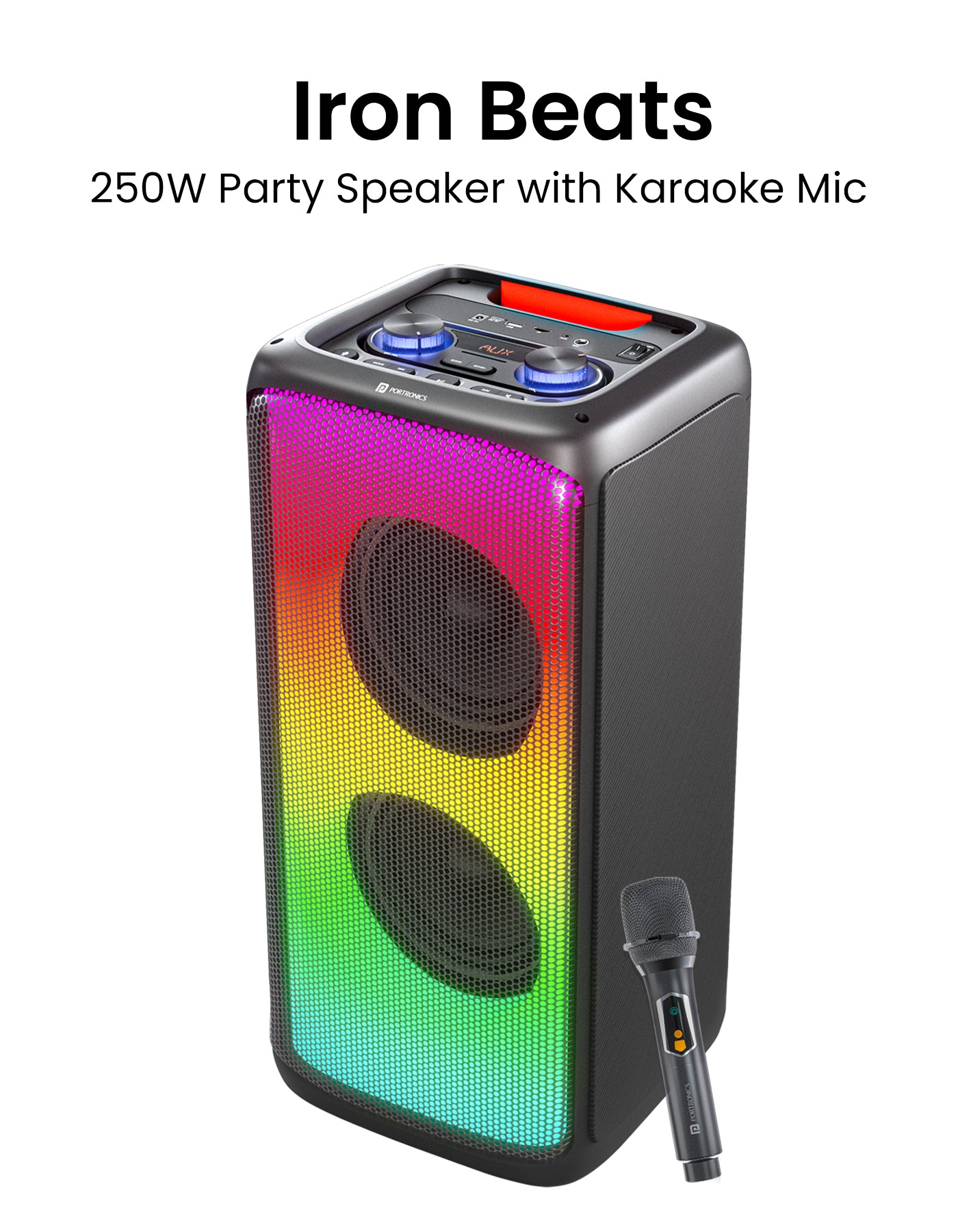 Portronics Iron Beats portable wireless party speaker | Bluetooth party speaker | 250w party speaker| wireless party speaker| wireless Speaker