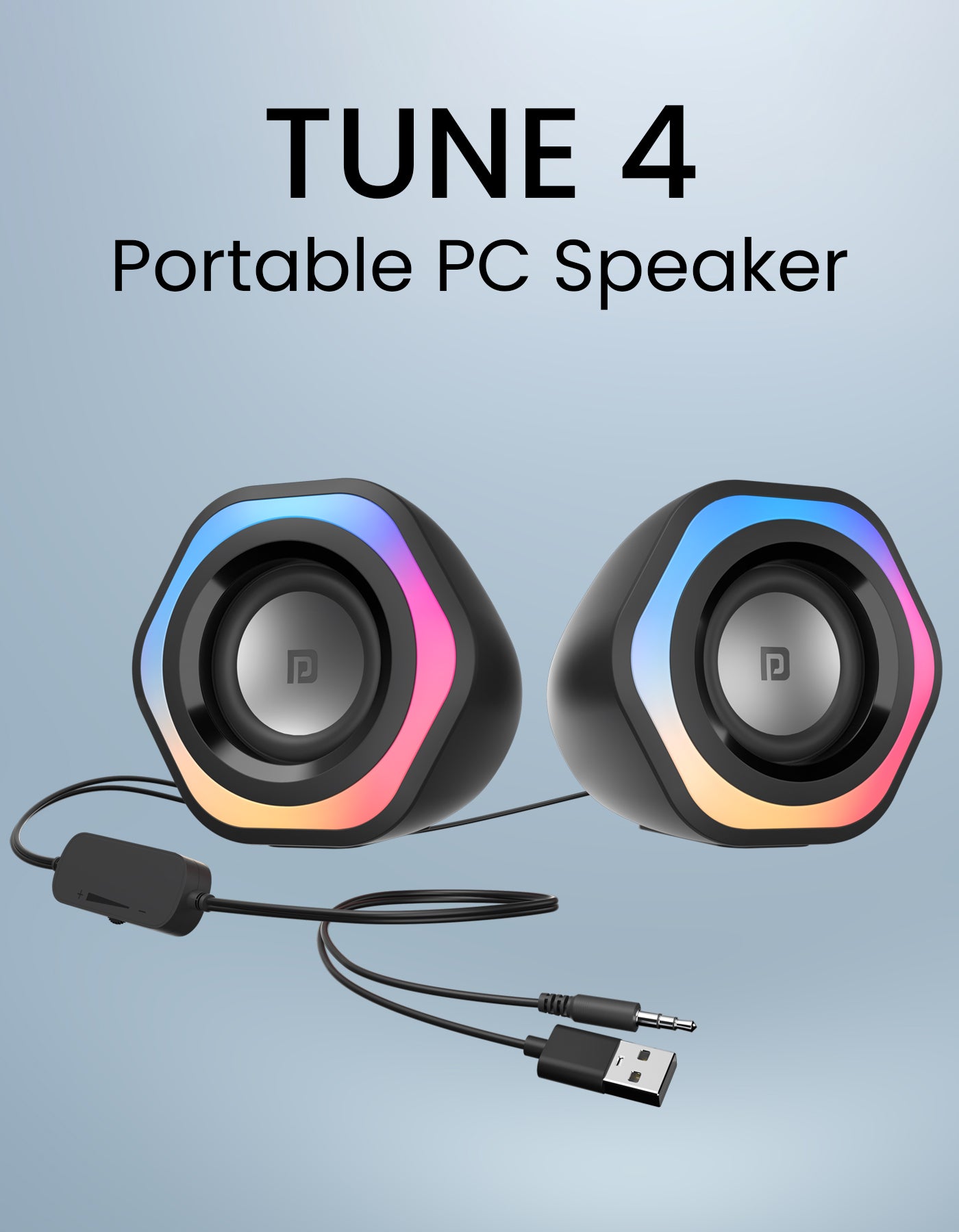 Portronics In Tune 4 Portable Soundbar speaker clear sound with alarm, USB port, 6W crystal clear sound quality