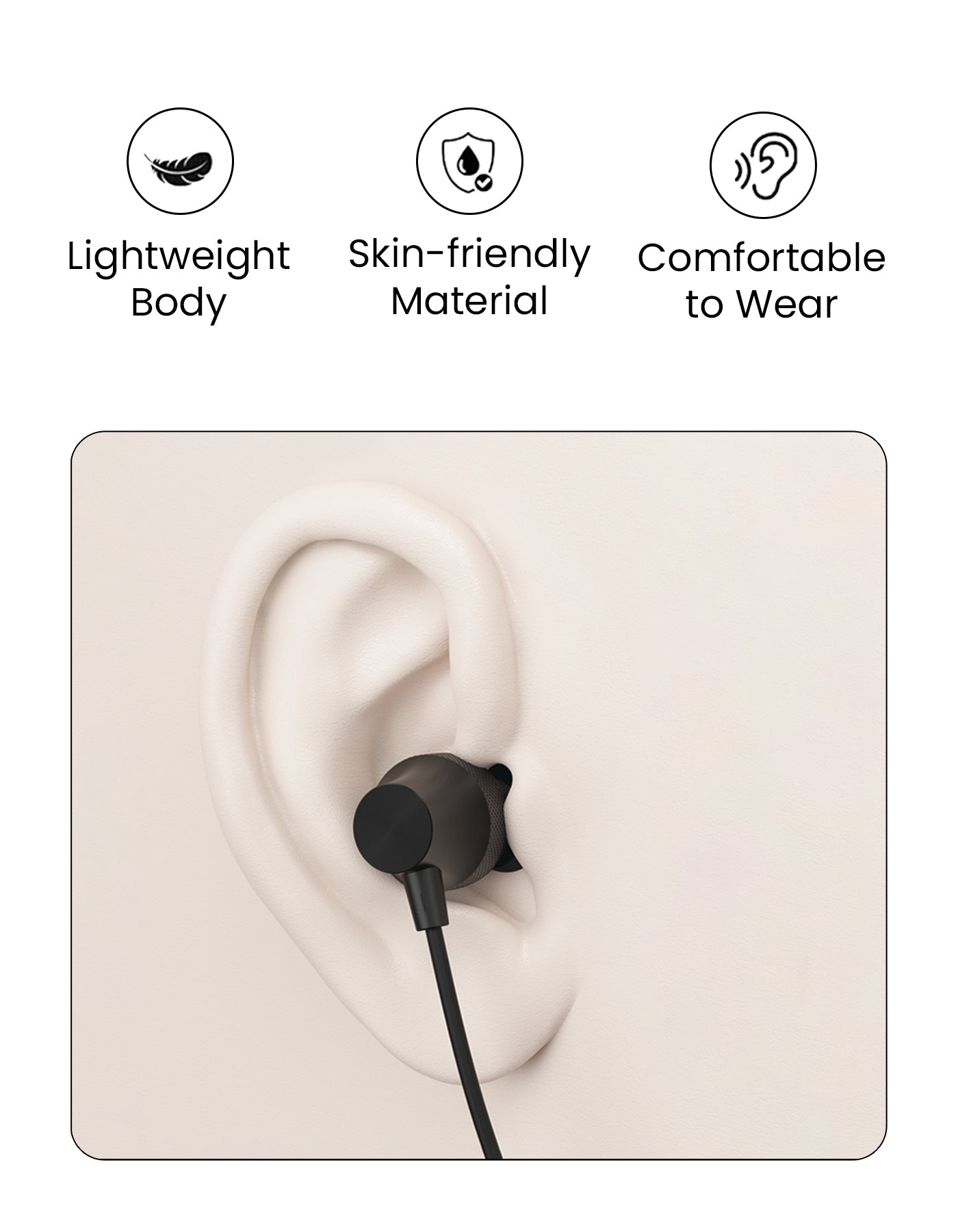 light weight Portronics conch beta c type c wired earphone