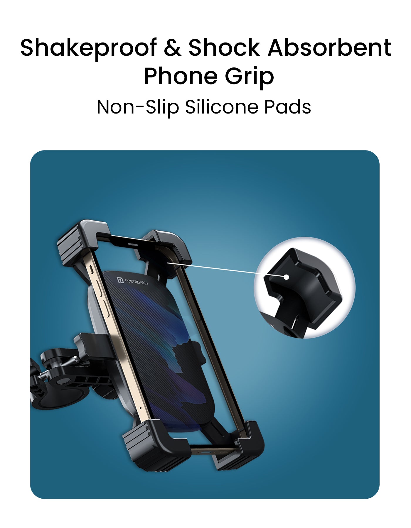 Portronics Mobike III Bike phone Holder with anti slip silicon pads