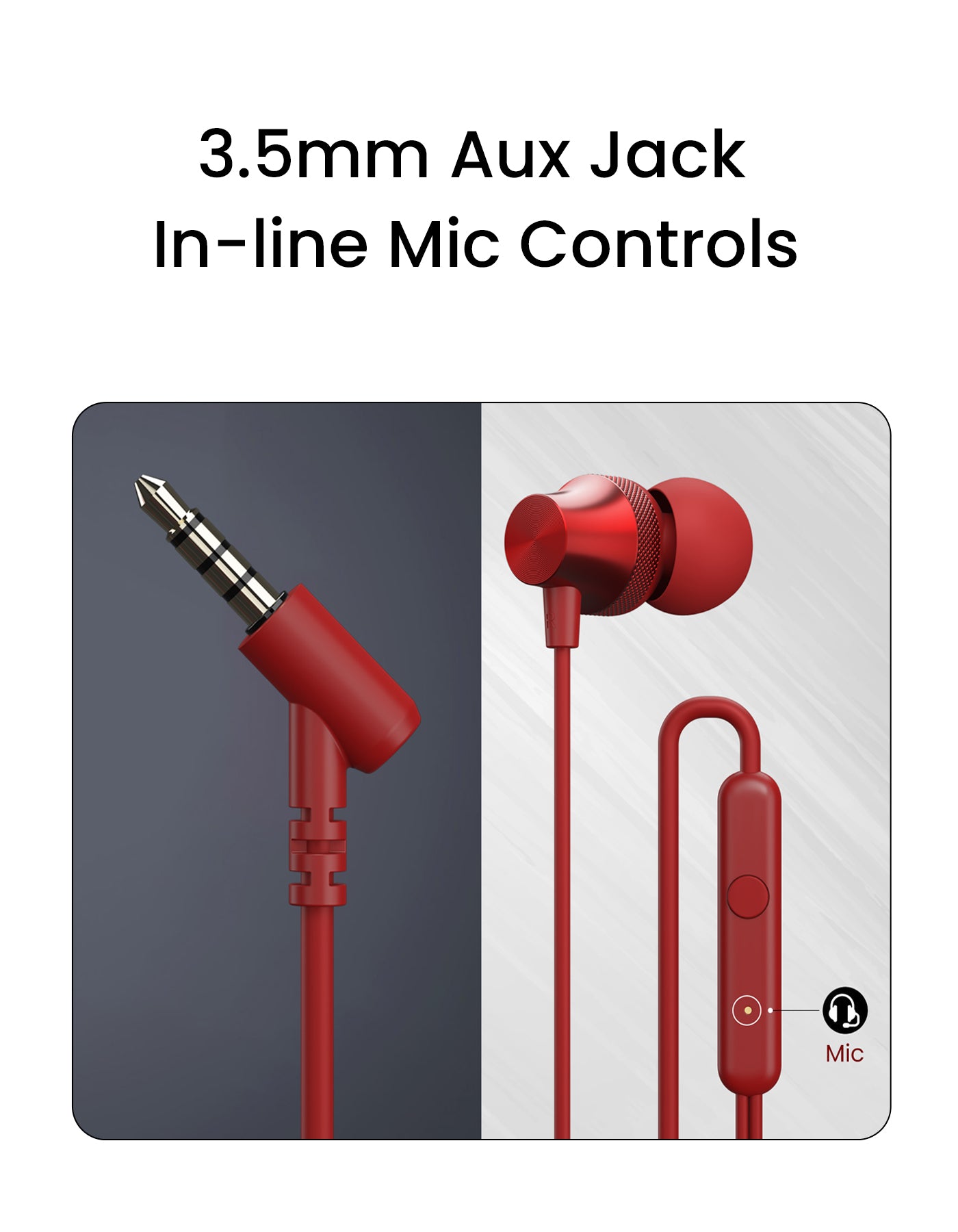 Portronics conch beat A wire earphone with 3.5mm aux jack and in-line mic controls