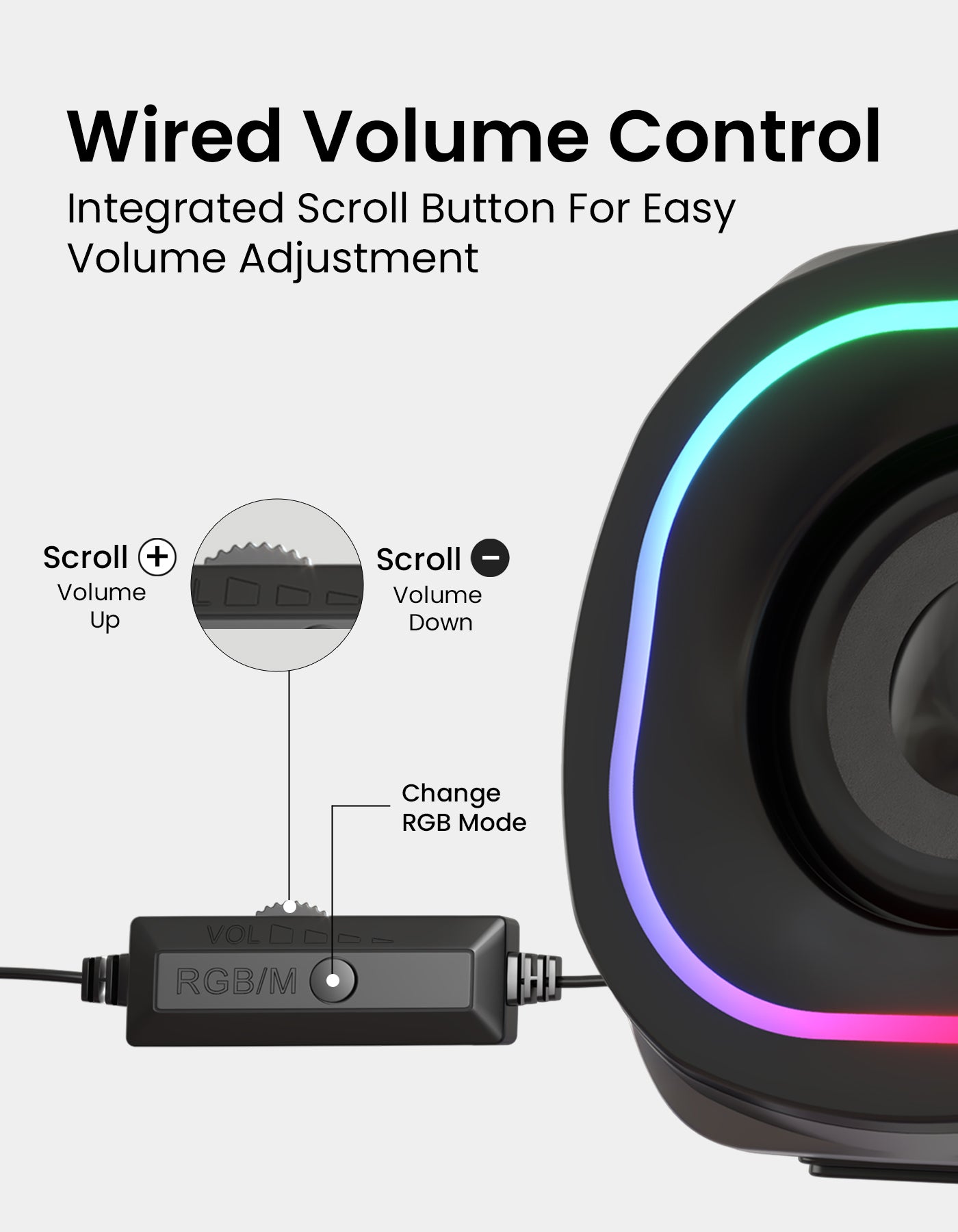 Portronics In Tune 5 12 watts portable usb speaker comes with integrated in-line volume control button