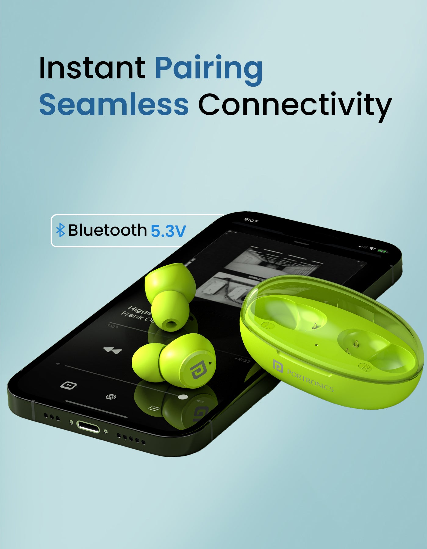 Booming bass wireless earbuds from portronics at best price