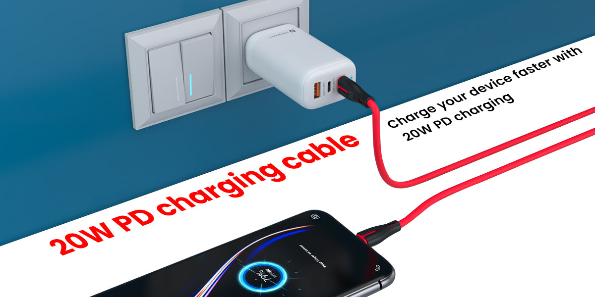 Portronics Silico L Type-C to 8 pin USB cable 20W PD fast charging