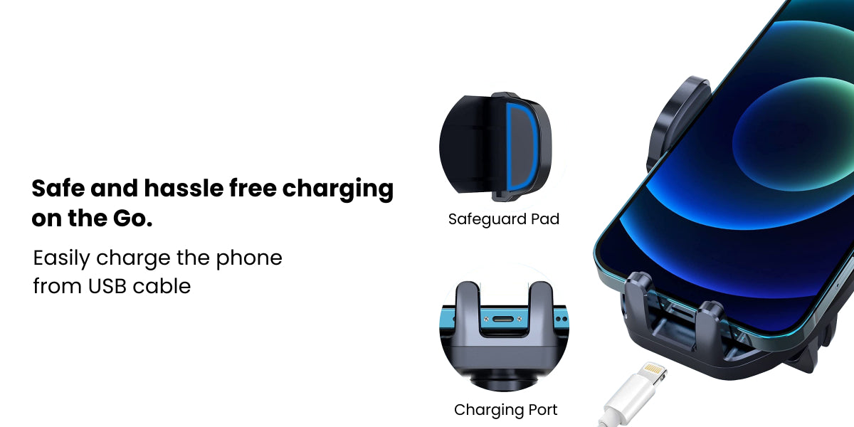 Portronics Clamp M2 Car Mobile Holder 360° Rotational  body safe and hassle free charging