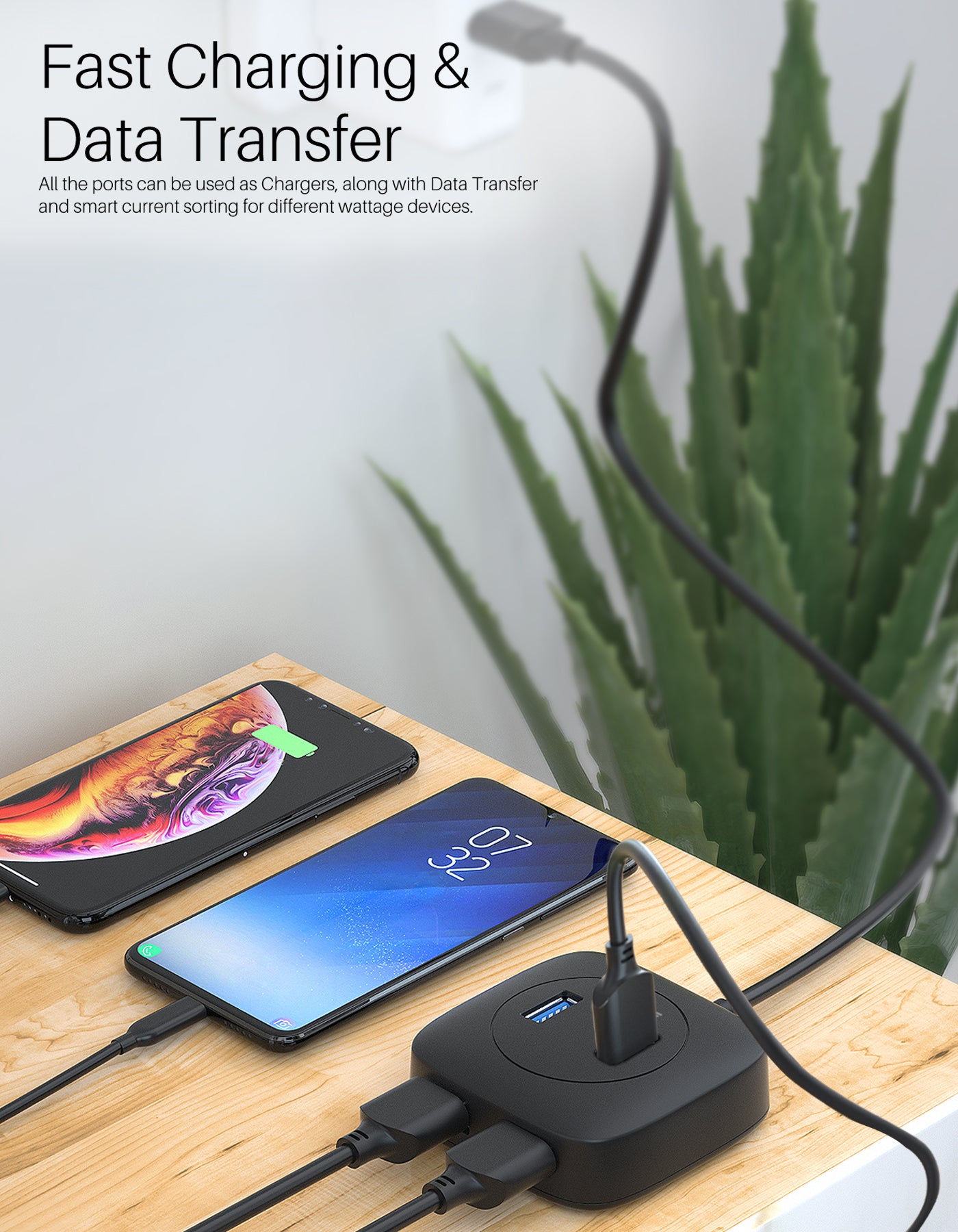 fast charging and data transfer with Mprt4A USB hub portronics