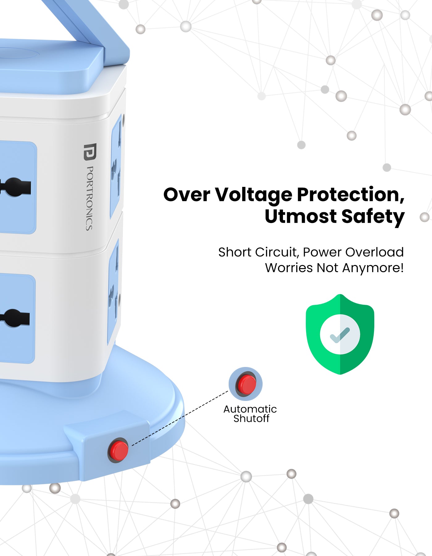 Portronics Power Plate 9 Supply Board automatic shutoff button 