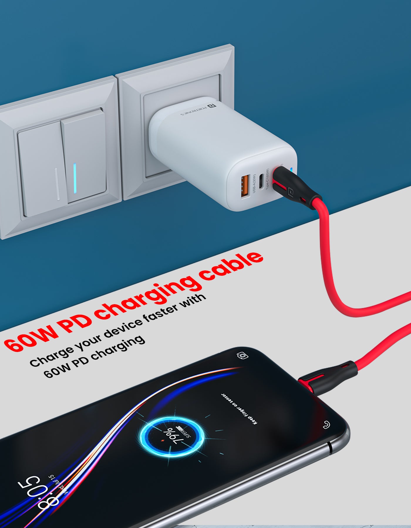 Portronics Silico C Type-C to Type-C cable 60W fast charging 