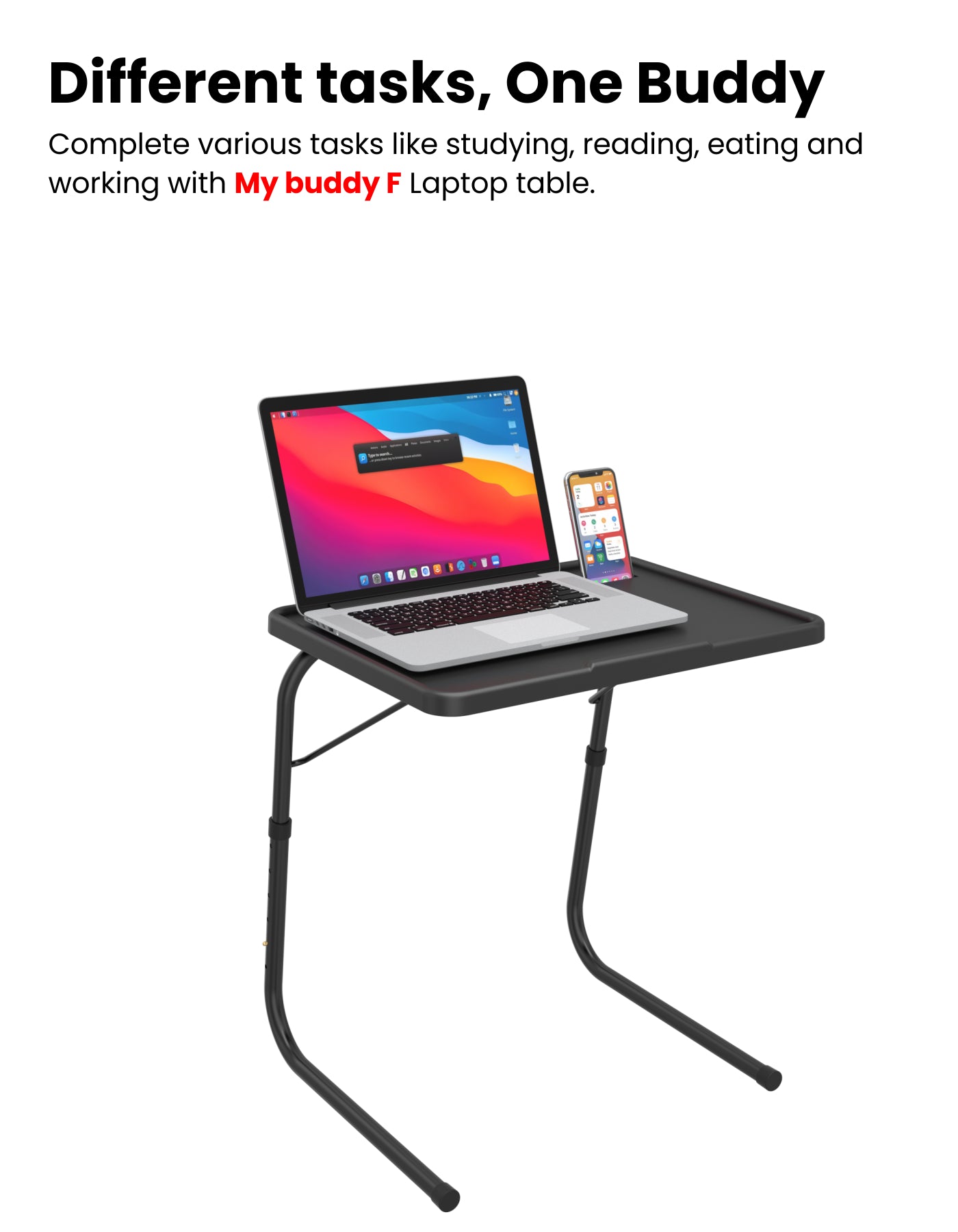 Portronics My Buddy F Portable Laptop Stand/Table for Bed adjustable and portable Laptop Stand for bed work without boundaries