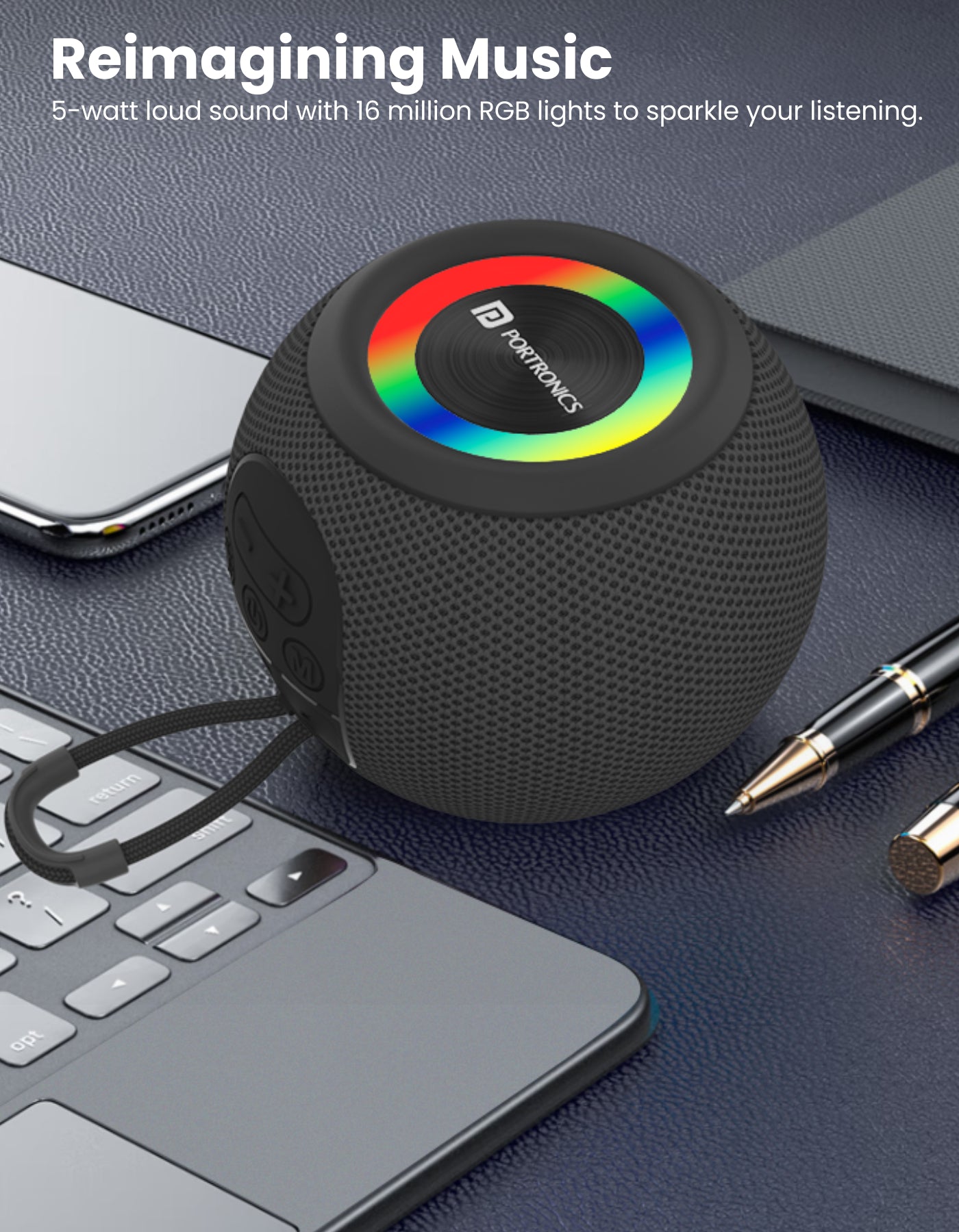 Portronics Resound Mini Bluetooth Speaker and pocket speaker  for iOS & Android 5W
