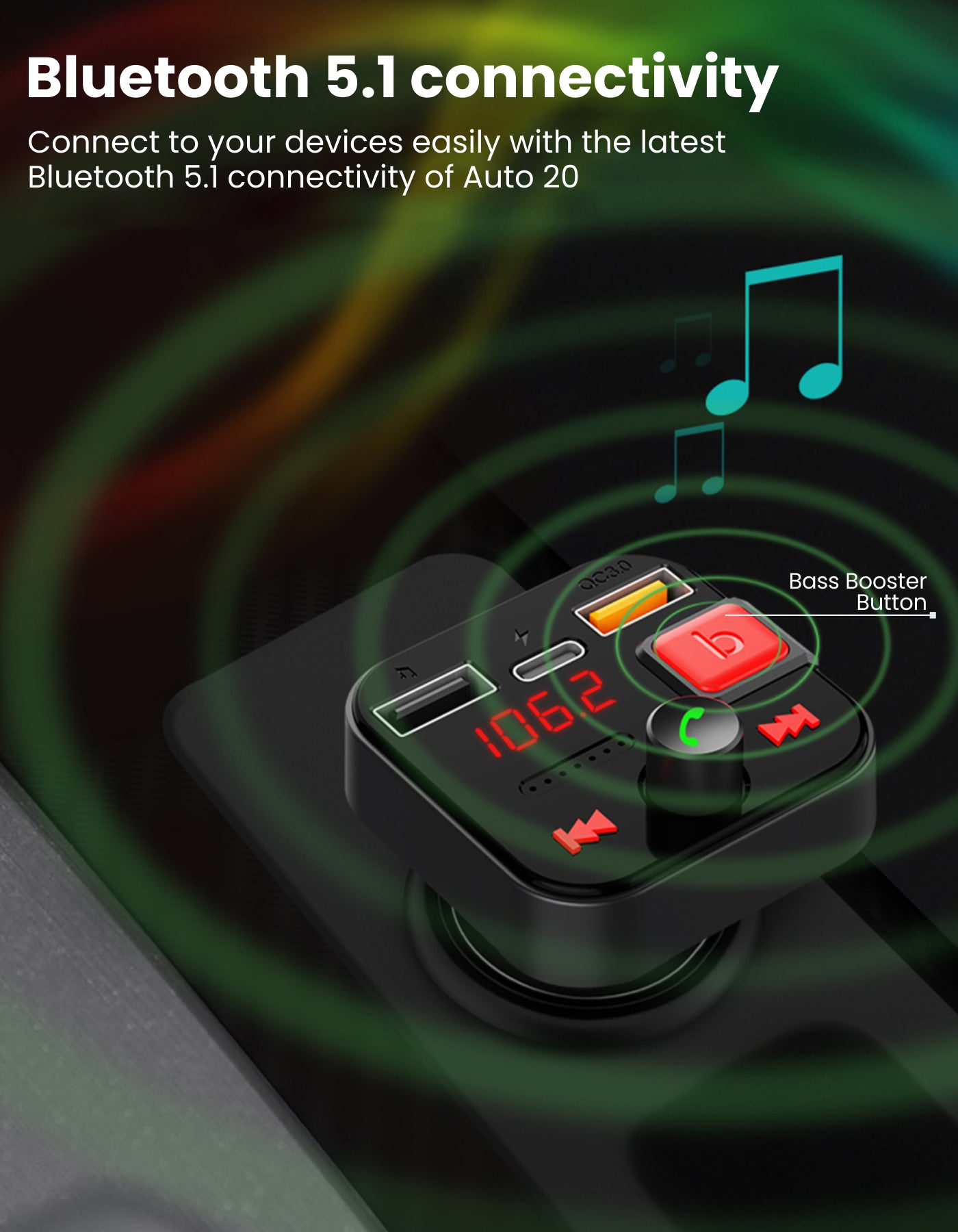 Portronics Auto 20 smart car connector latest bluetooth connectivity