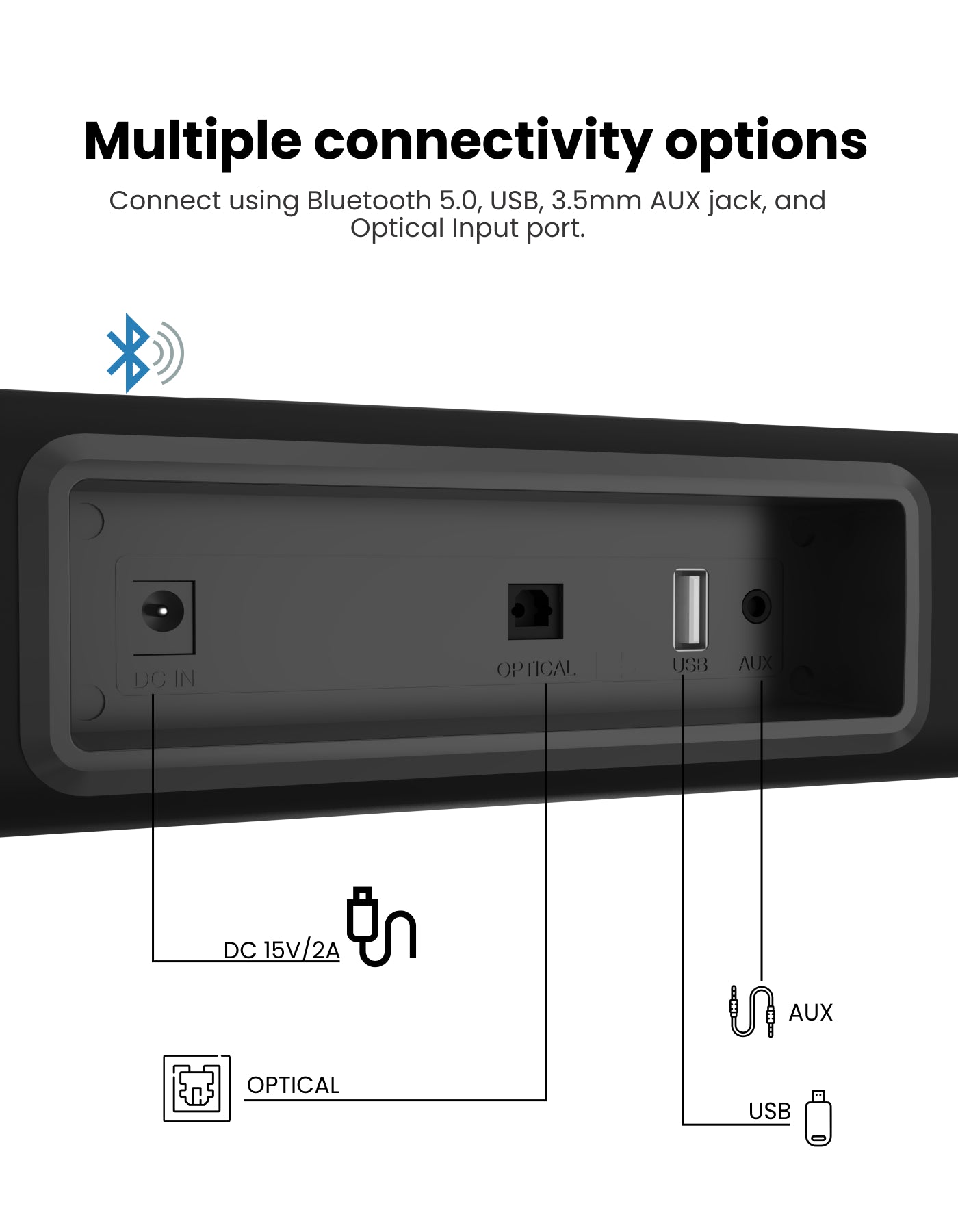 Portronics Sound Slick V Bluetooth/Wireless Soundbar speaker with multi connectivity options USB port , AUX and bluetooth