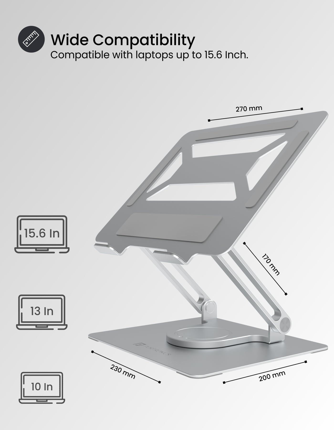The design of portronics My buddy 5k portable laptop stand is ergonomic