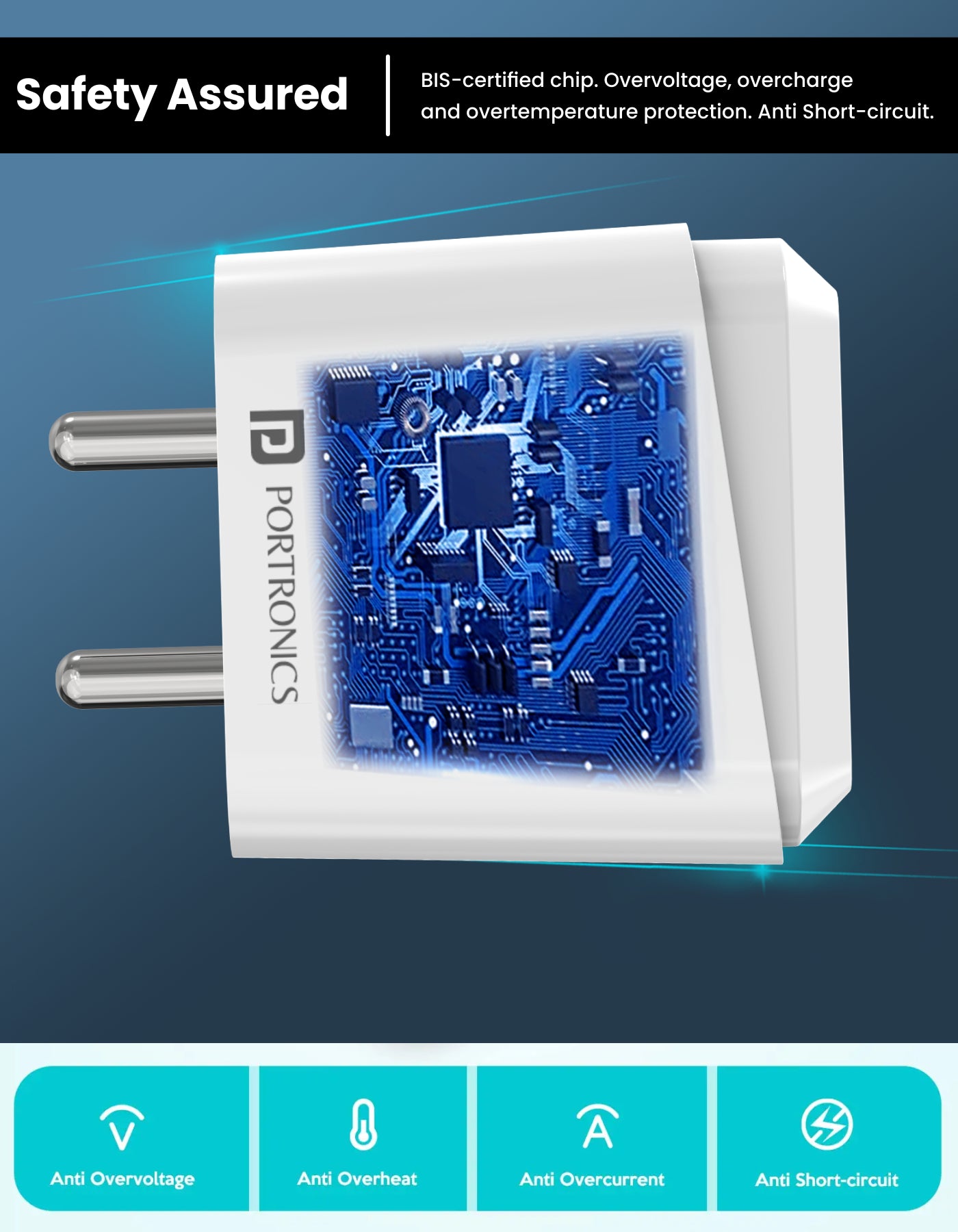 Portronics Adapto 40 C Fast charging adapter minimal design 51 gram