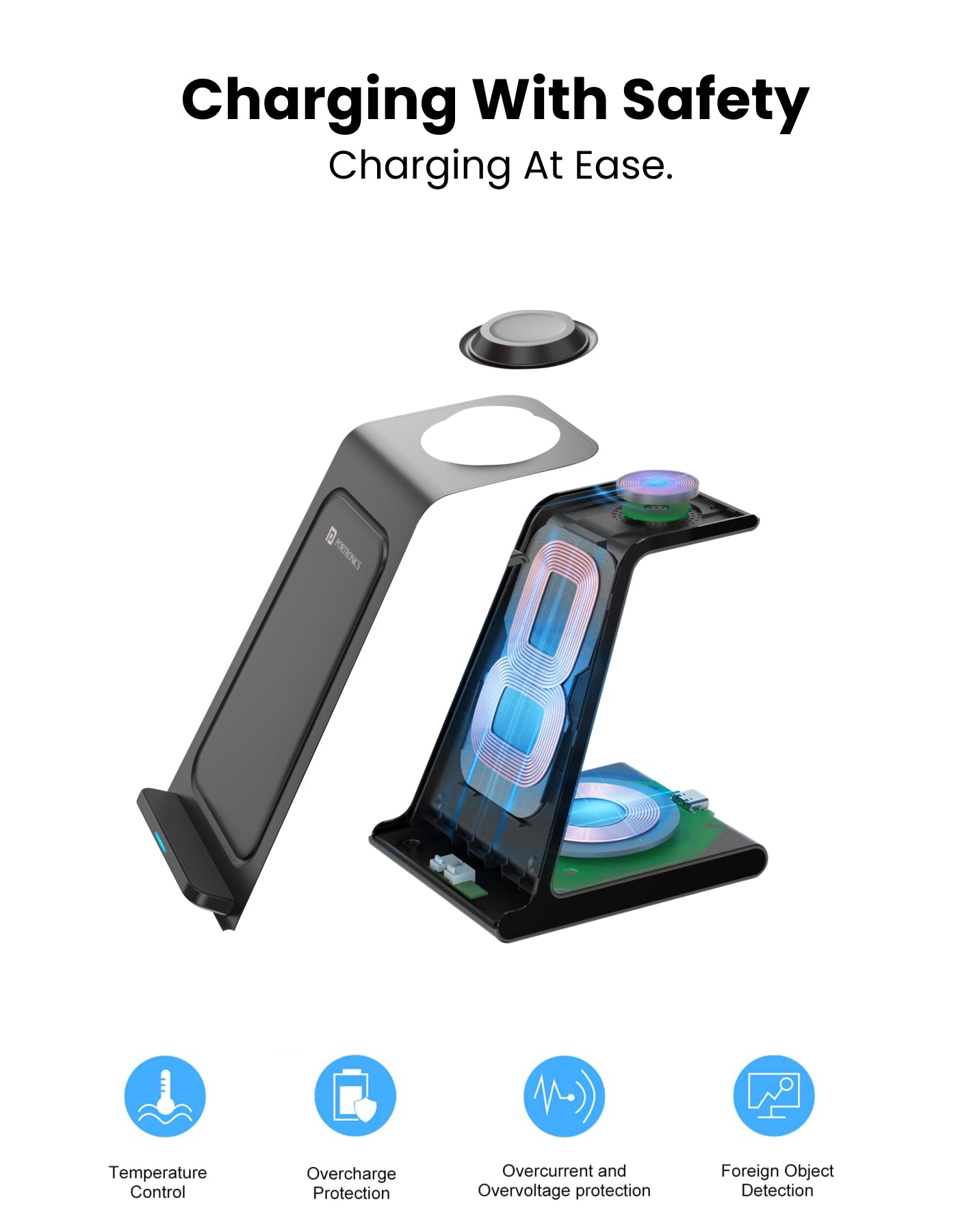 Portronics Freedom 33 Wireless Charger and safe charger