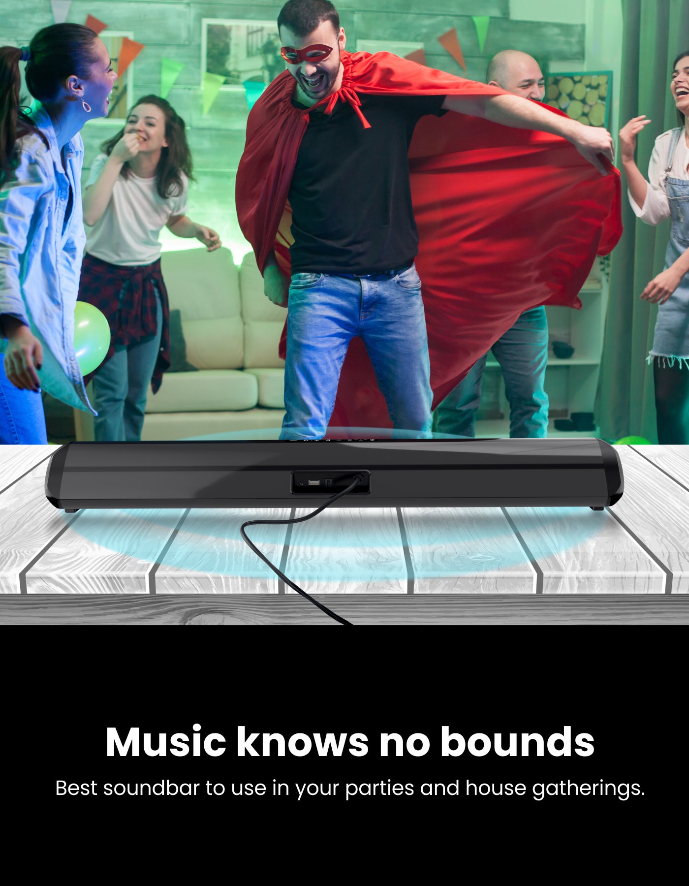 Portronics sound bar speaker bluetooth with Multiple sound modes to suit your musical situations