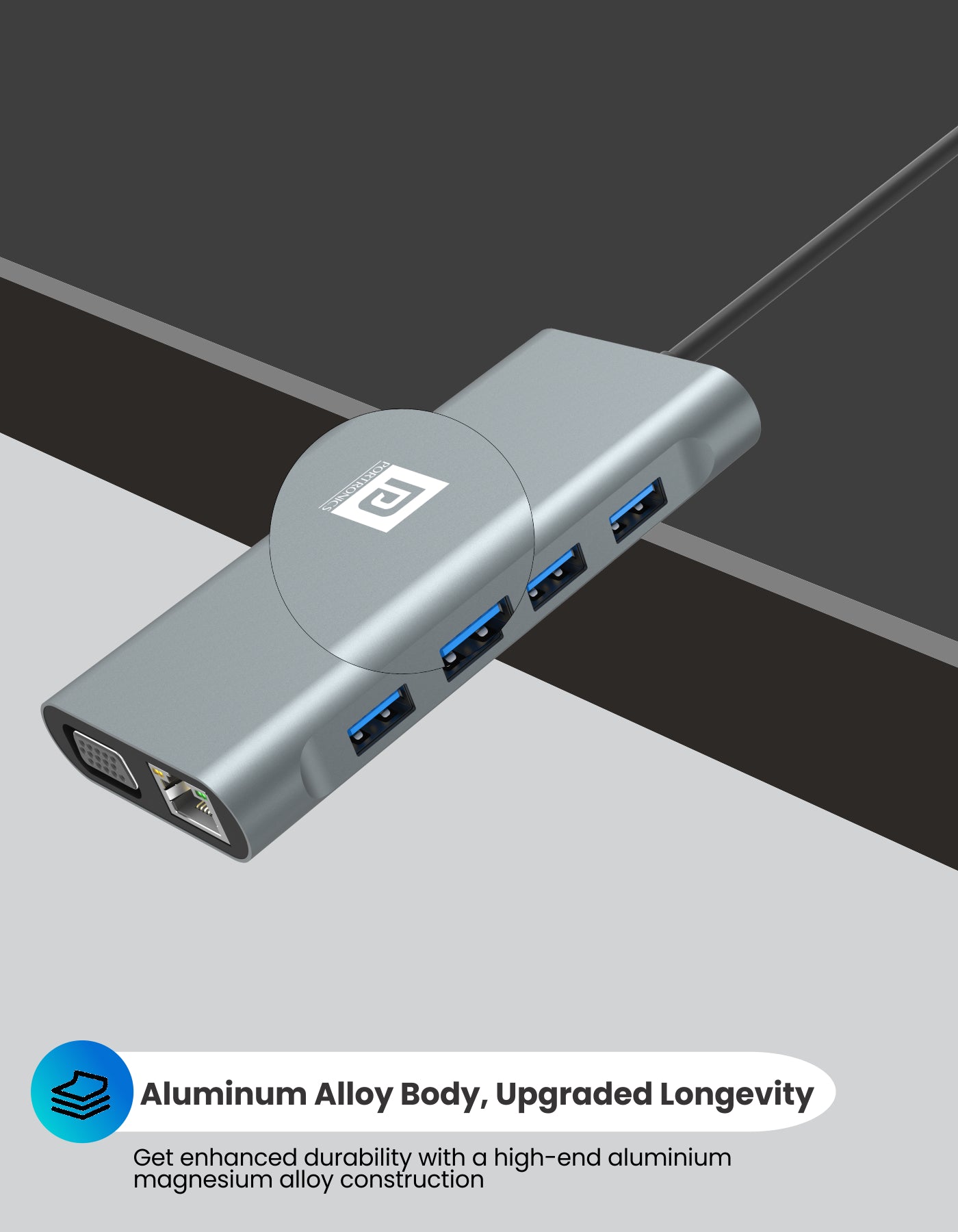 Portronics Mport 11C USB hub 11-in-1,HDMI 4K port, SD card slot