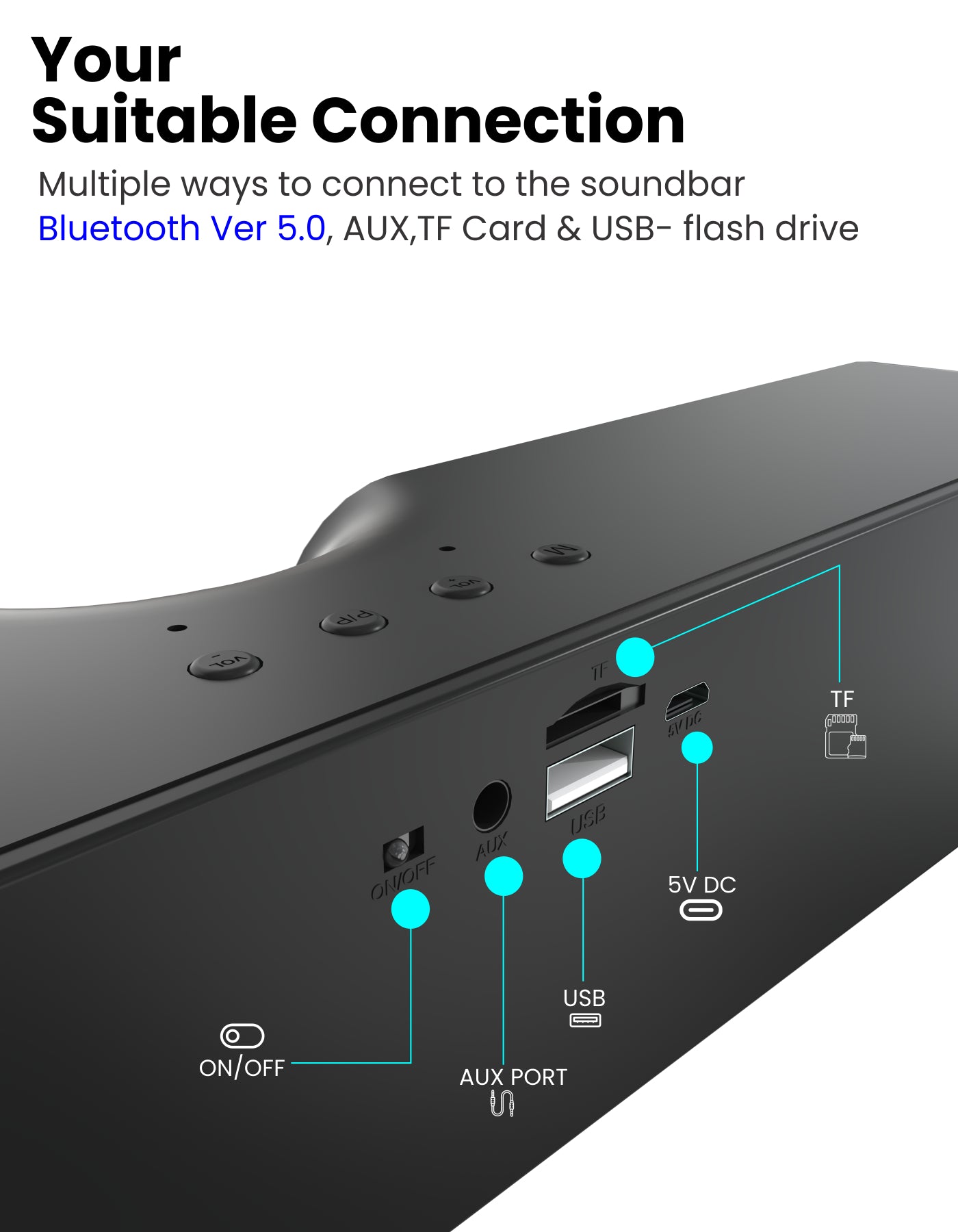 Portronics Decibel 20 Bluetooth Mini Soundbar Speaker Wide Compatibility