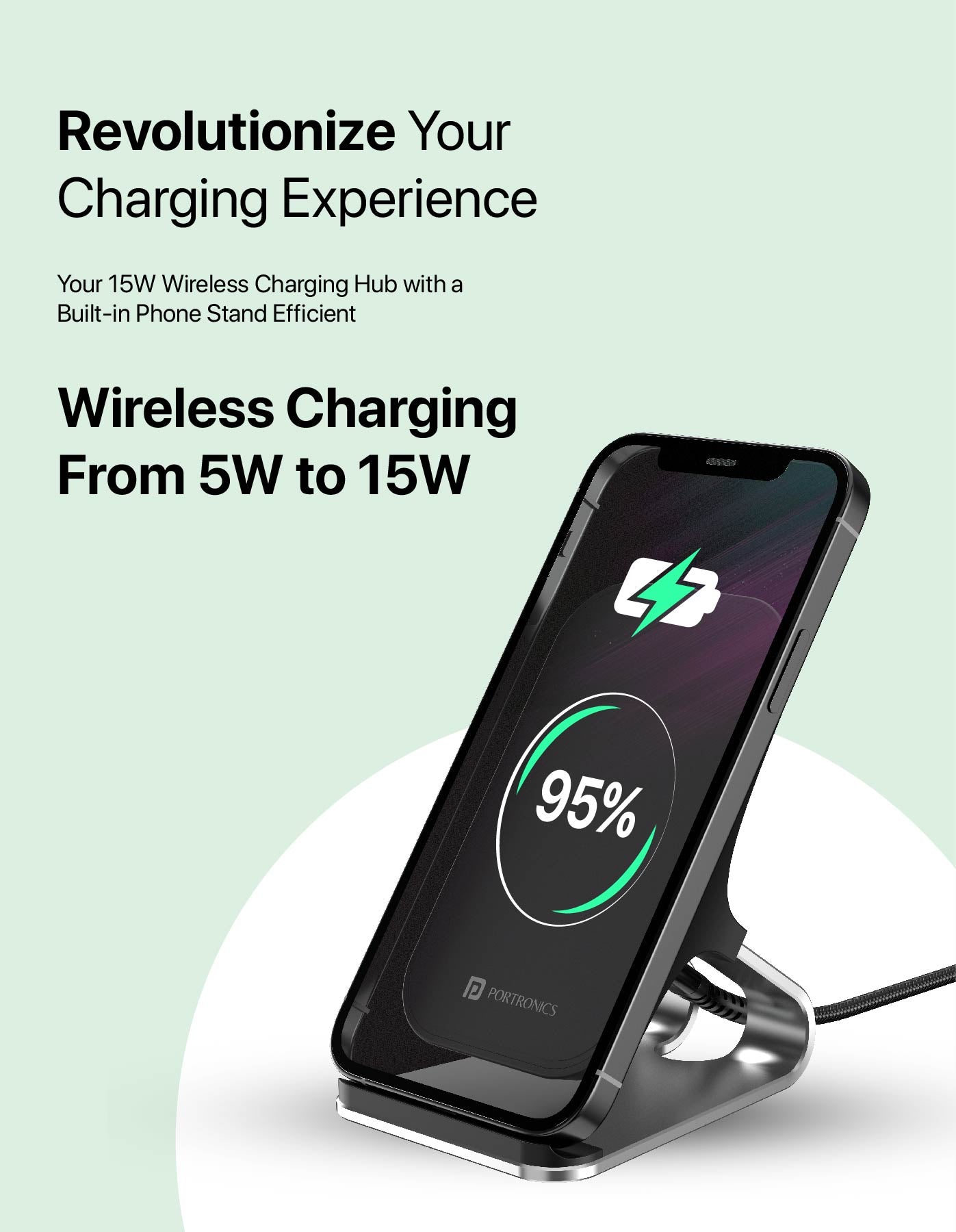 Portronics Freedom 15 Double Coil 15W Wireless Charger charge in 60min