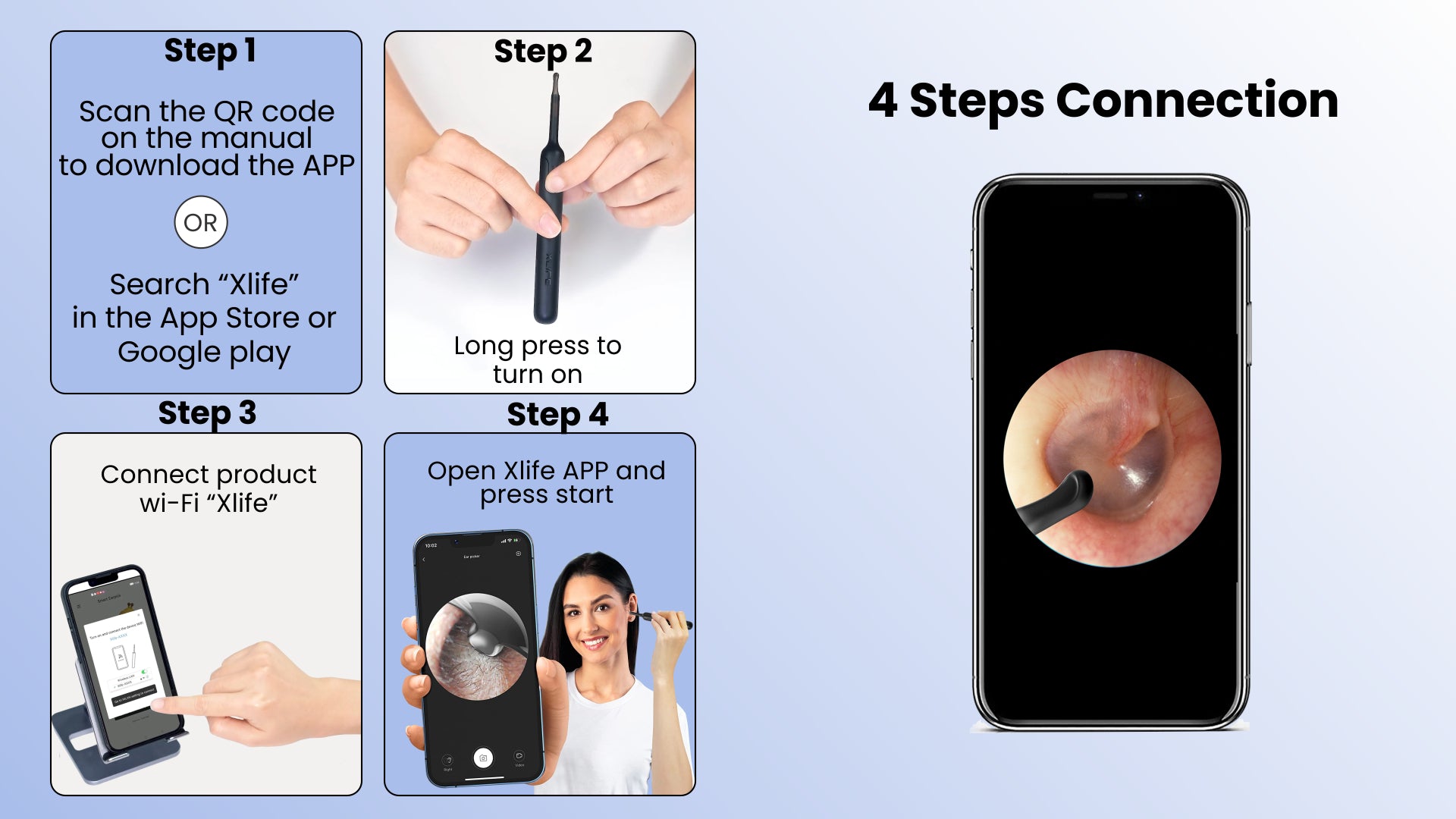 Portronics Xlife Smart Wireless Ear Otoscope Cleaner with 6 LED Lights