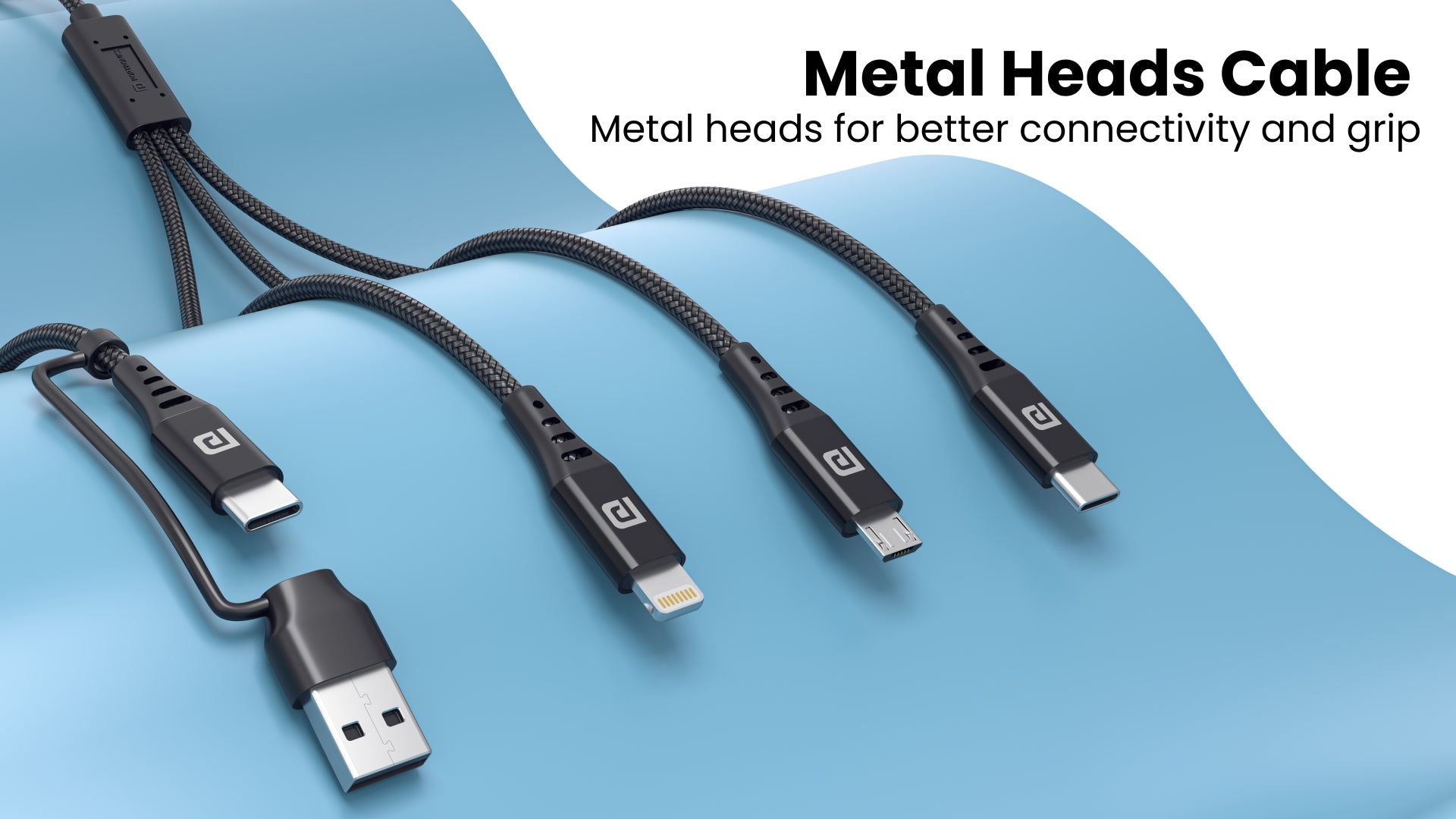 Portronics Konnect J9 3-in-1 USB cable has Type-C, Micro USB and 8-pin