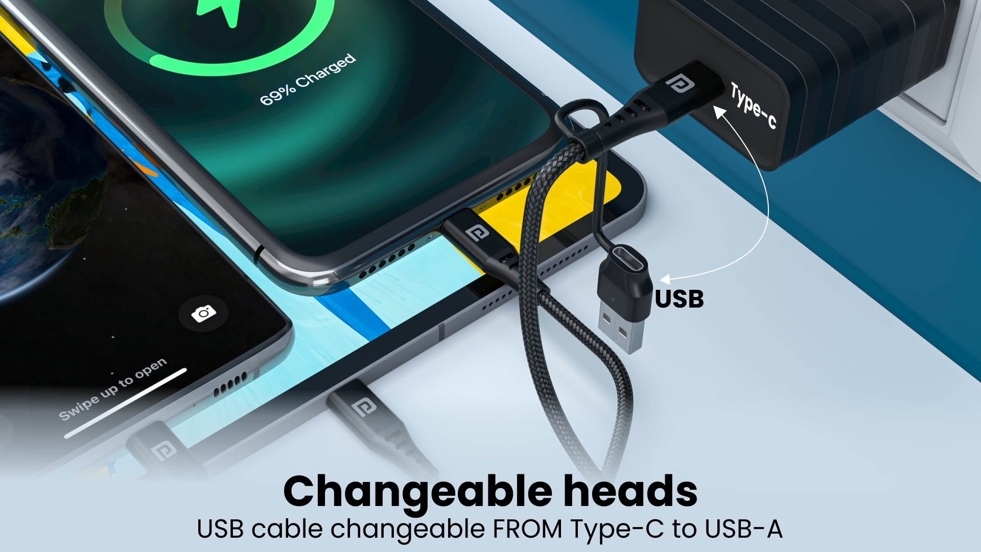 PUSB cable changeable FROM Type-C to USB-A