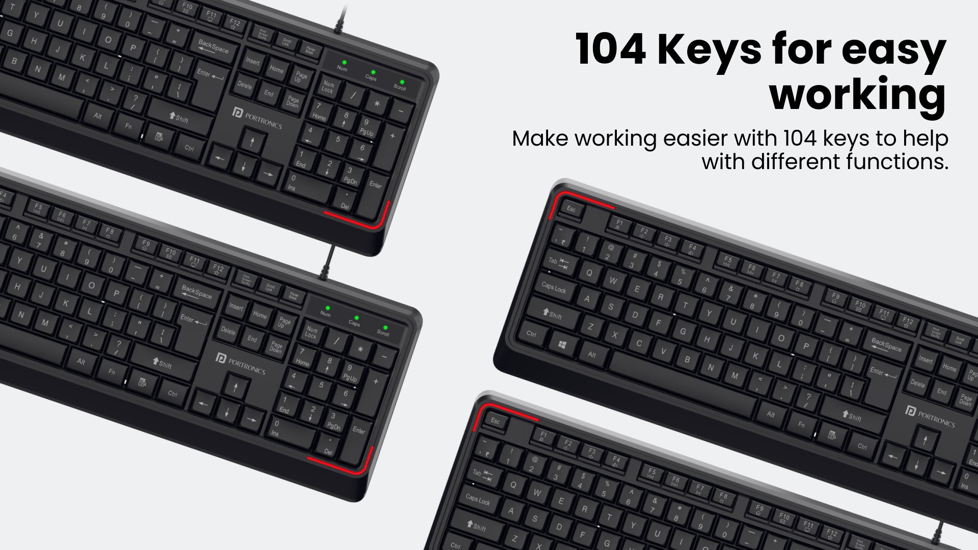 Portronics Ki-Pad wired gaming keyboard Make working easier with 104 keys to help with different functions