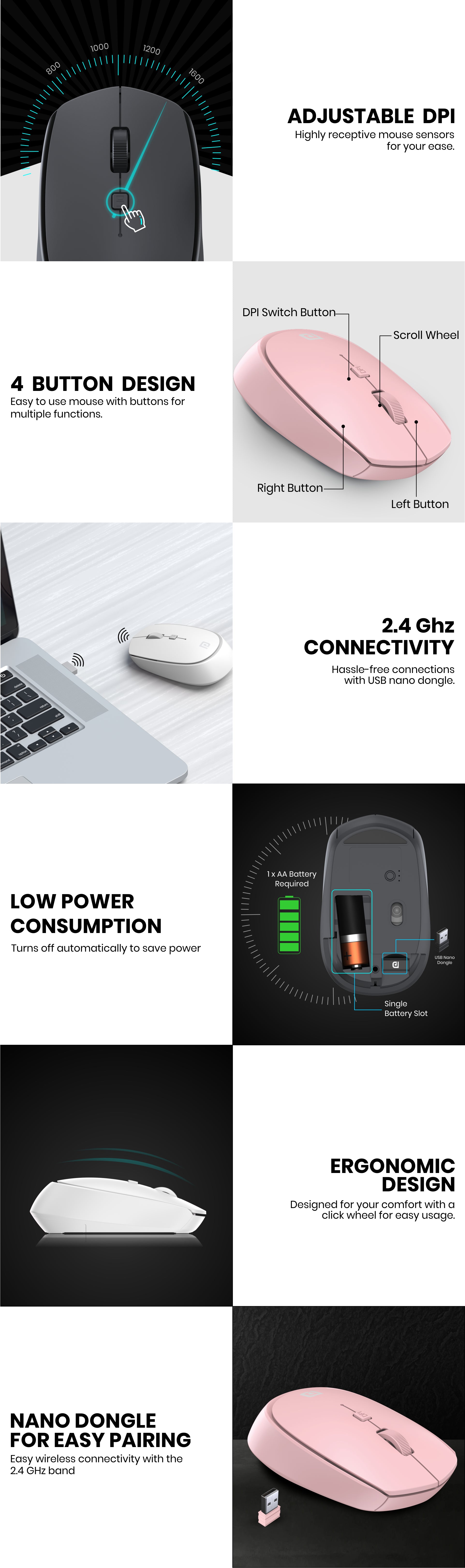 Portronics Toad 23 wireless mouse with adjustable DPI