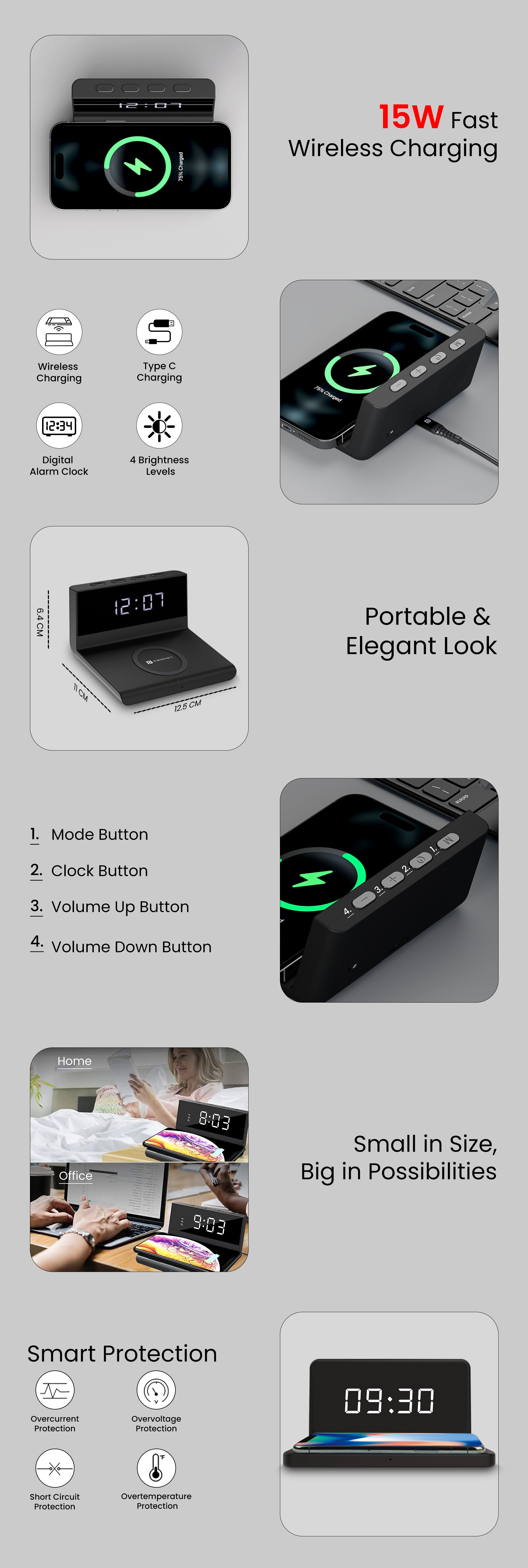 Portronics Freedom 4 Desktop Wireless Mobile Charger