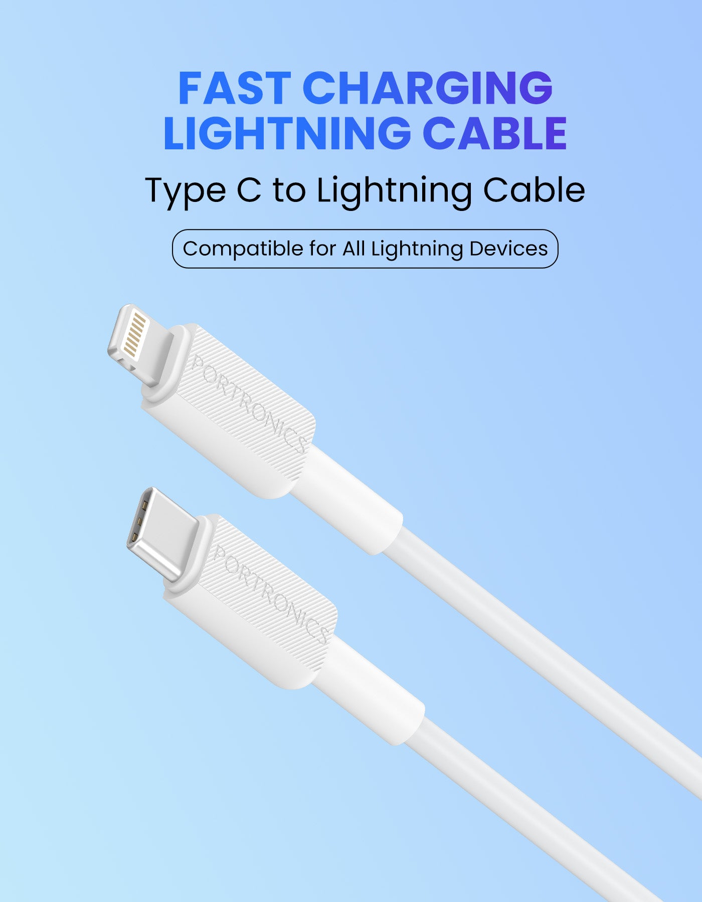 Portronics Konnect Link CL - Type C to 8 pin Cable 3A| fast charging cable| lighting charging cable