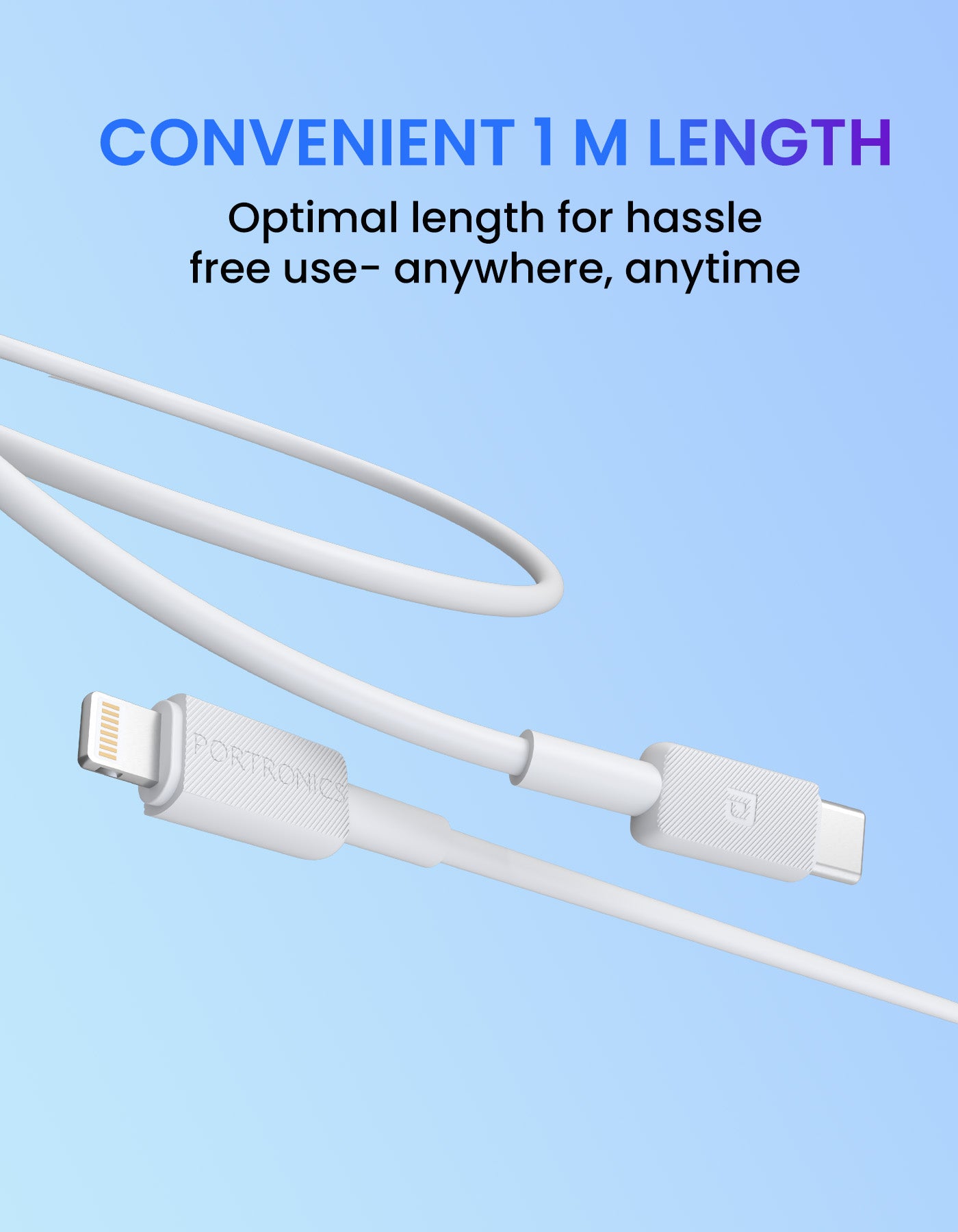 Konnect Link CL 27w Type C to 8 pin fast charging cable with 1M lengths